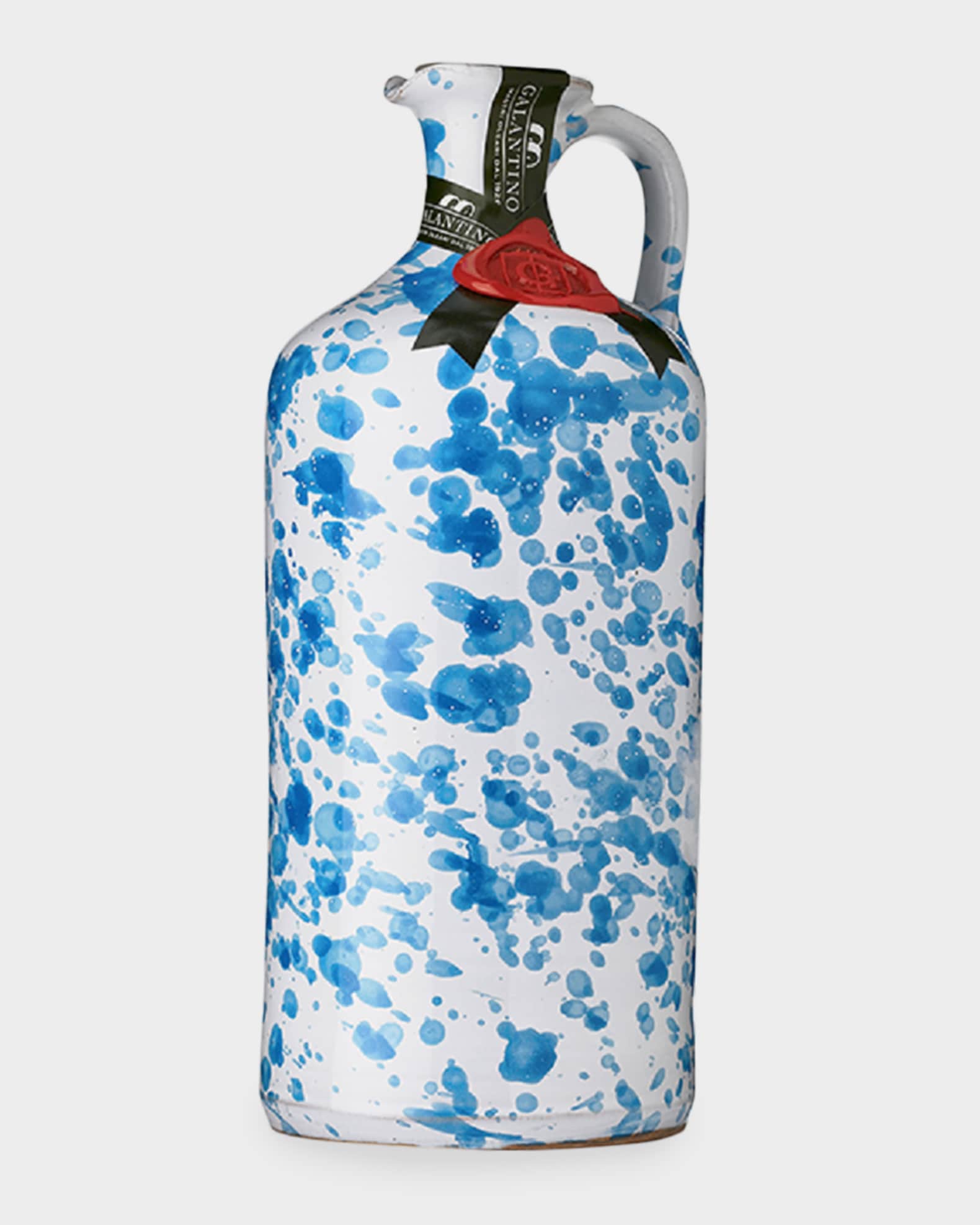Hand-Painted Turquoise Ceramic Bottle with Extra Virgin Olive Oil 0
