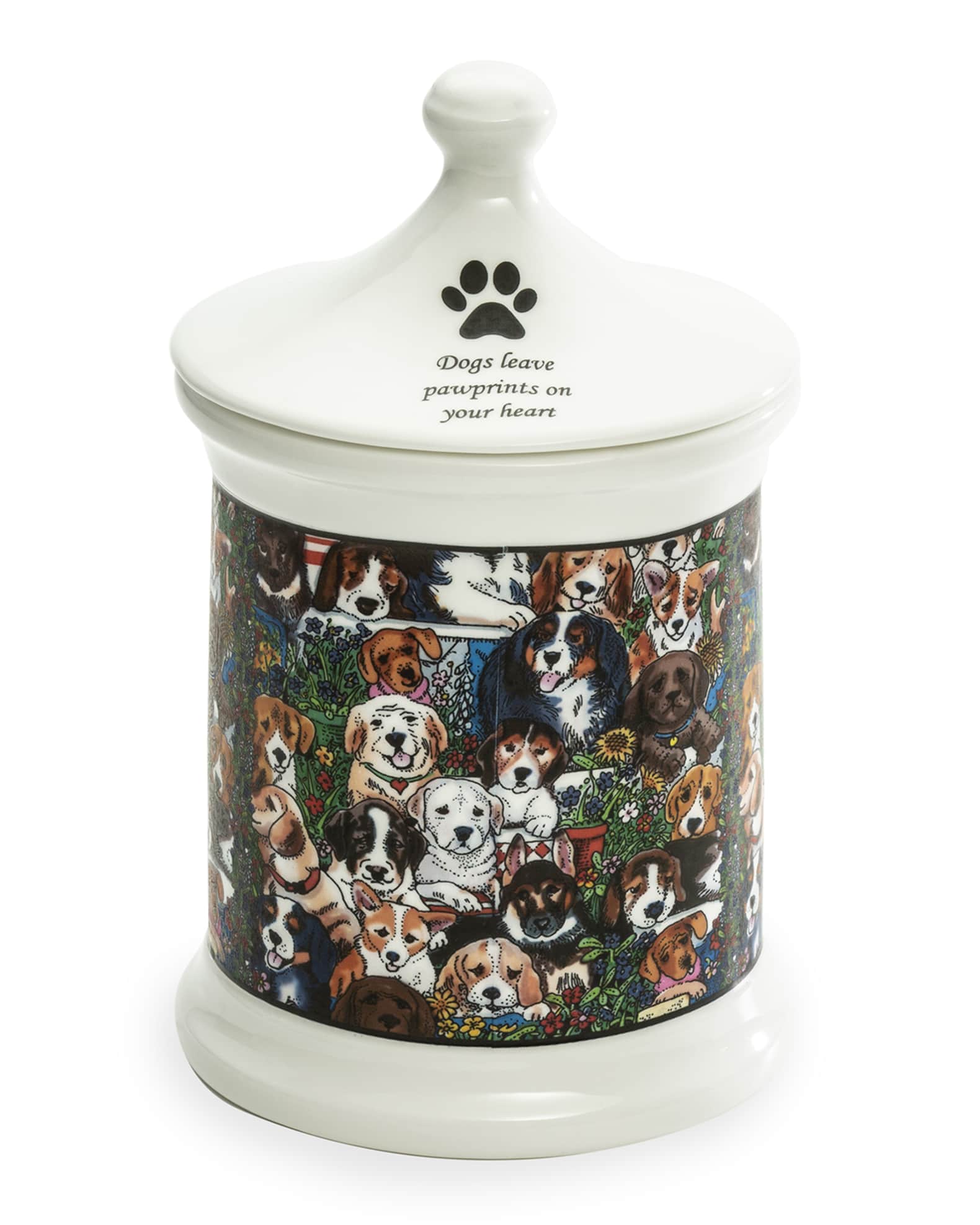 Halcyon Days Dogs Leave Pawprints Small Treat Jar Neiman Marcus