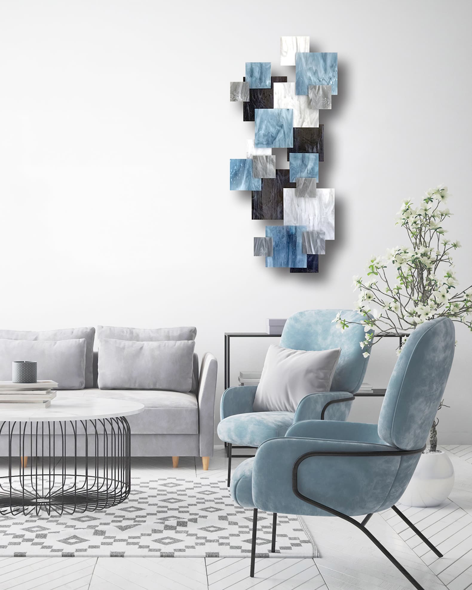 Arctic Vertical Glass Wall Sculpture 1