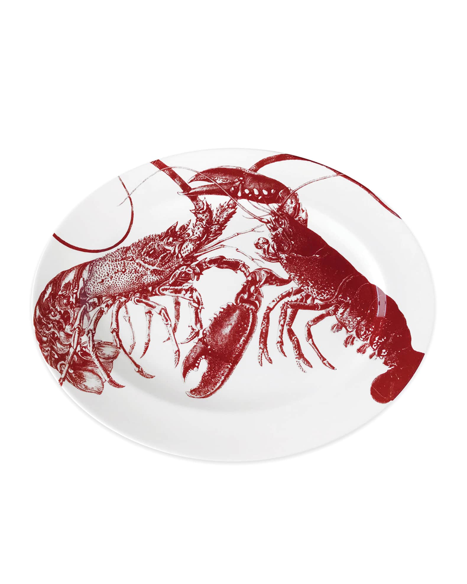 Red Lobsters Rimmed Oval Platter 0