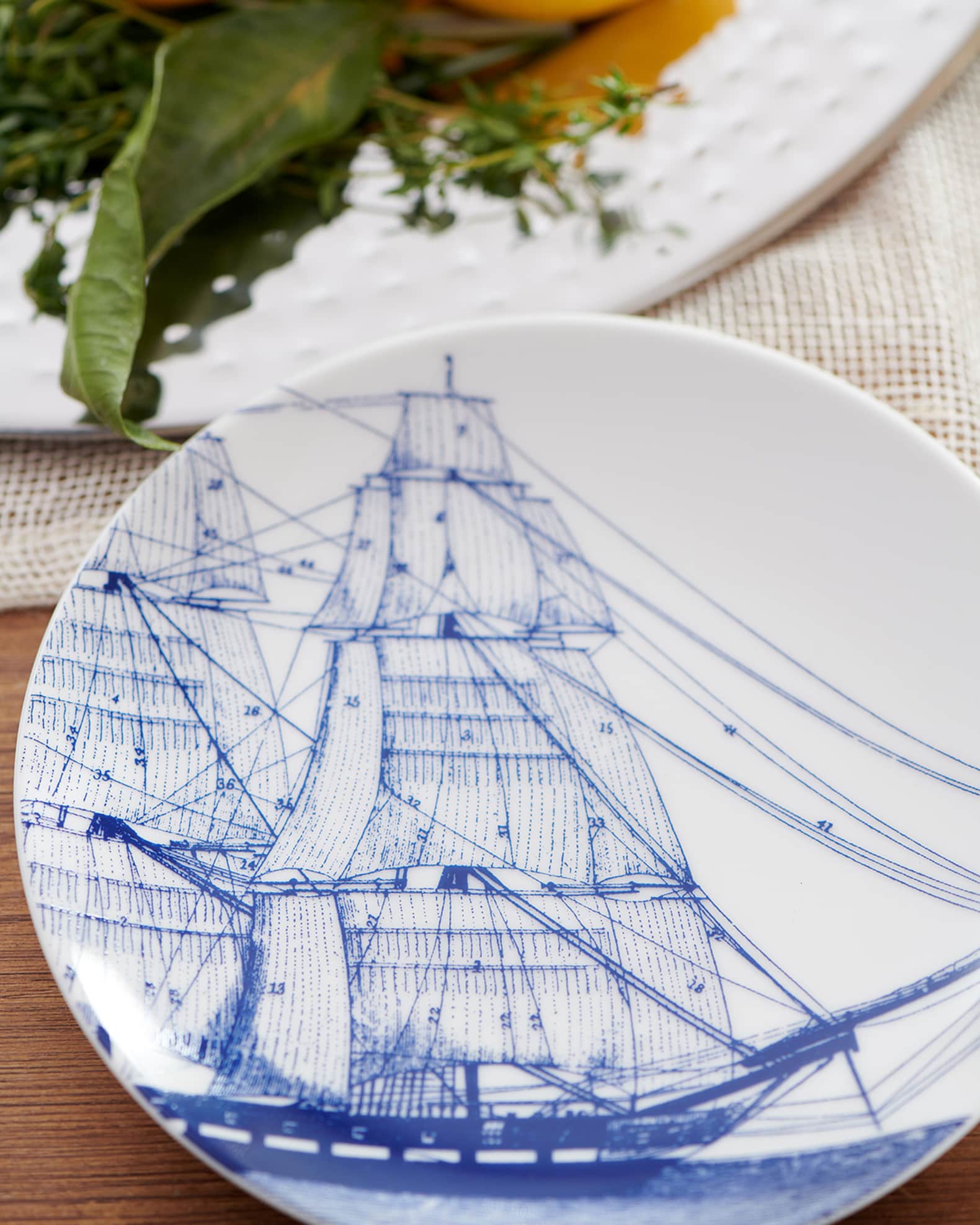 Rigging Blue Canapes Plates, Set of 4 0