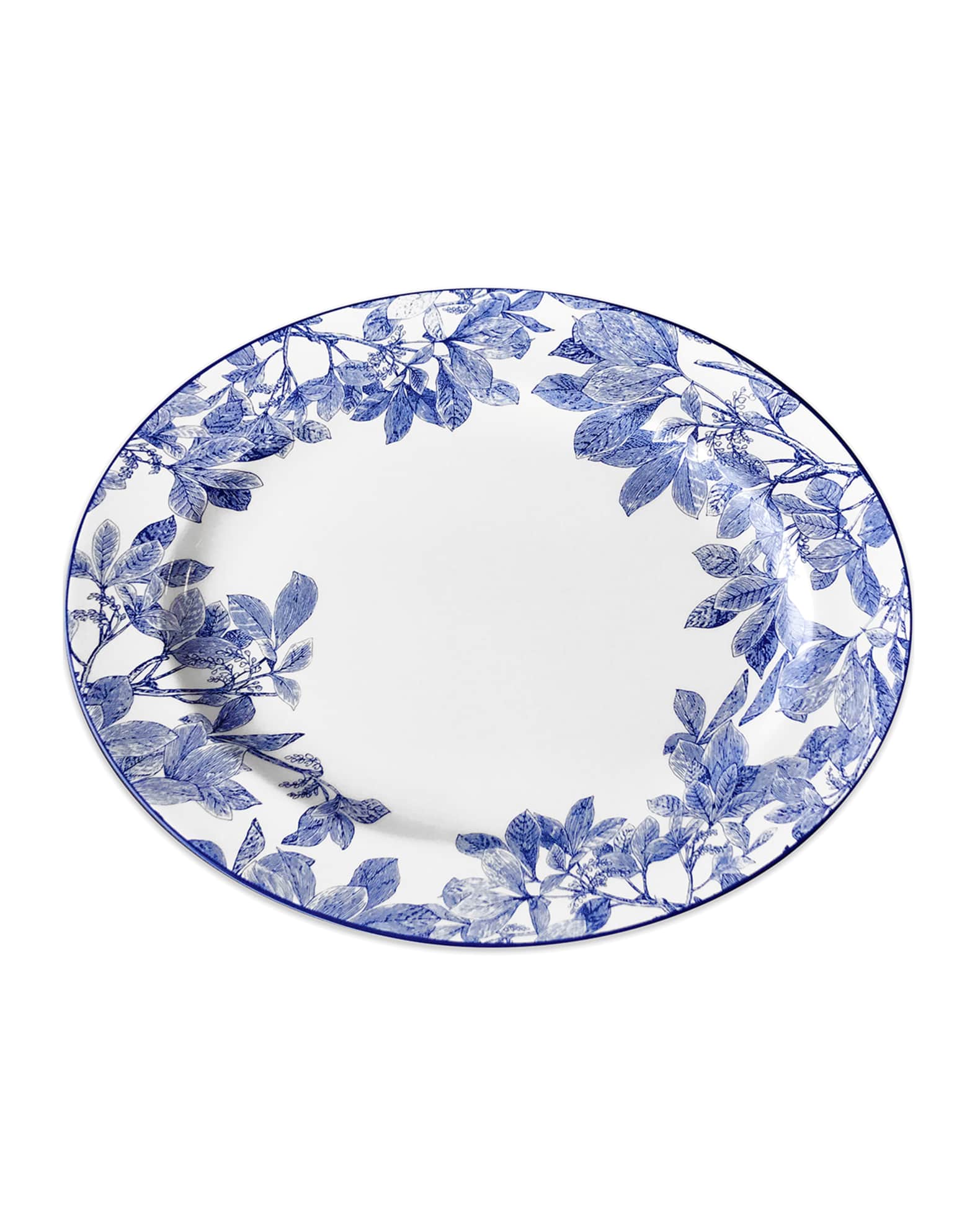 Caskata Arbor Blue Rimmed Oval Platter, 16