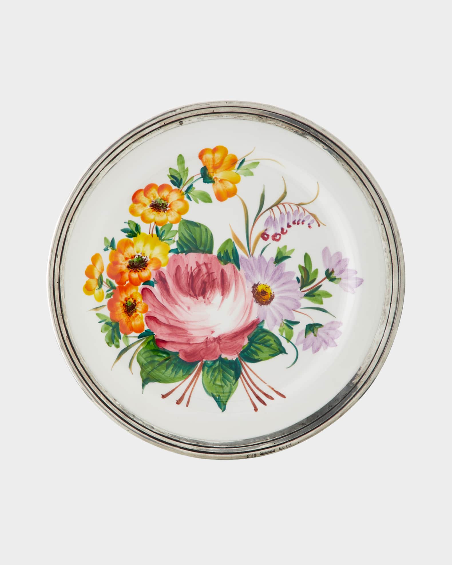 Floral Pewter & Ceramic Dinner Plate 1