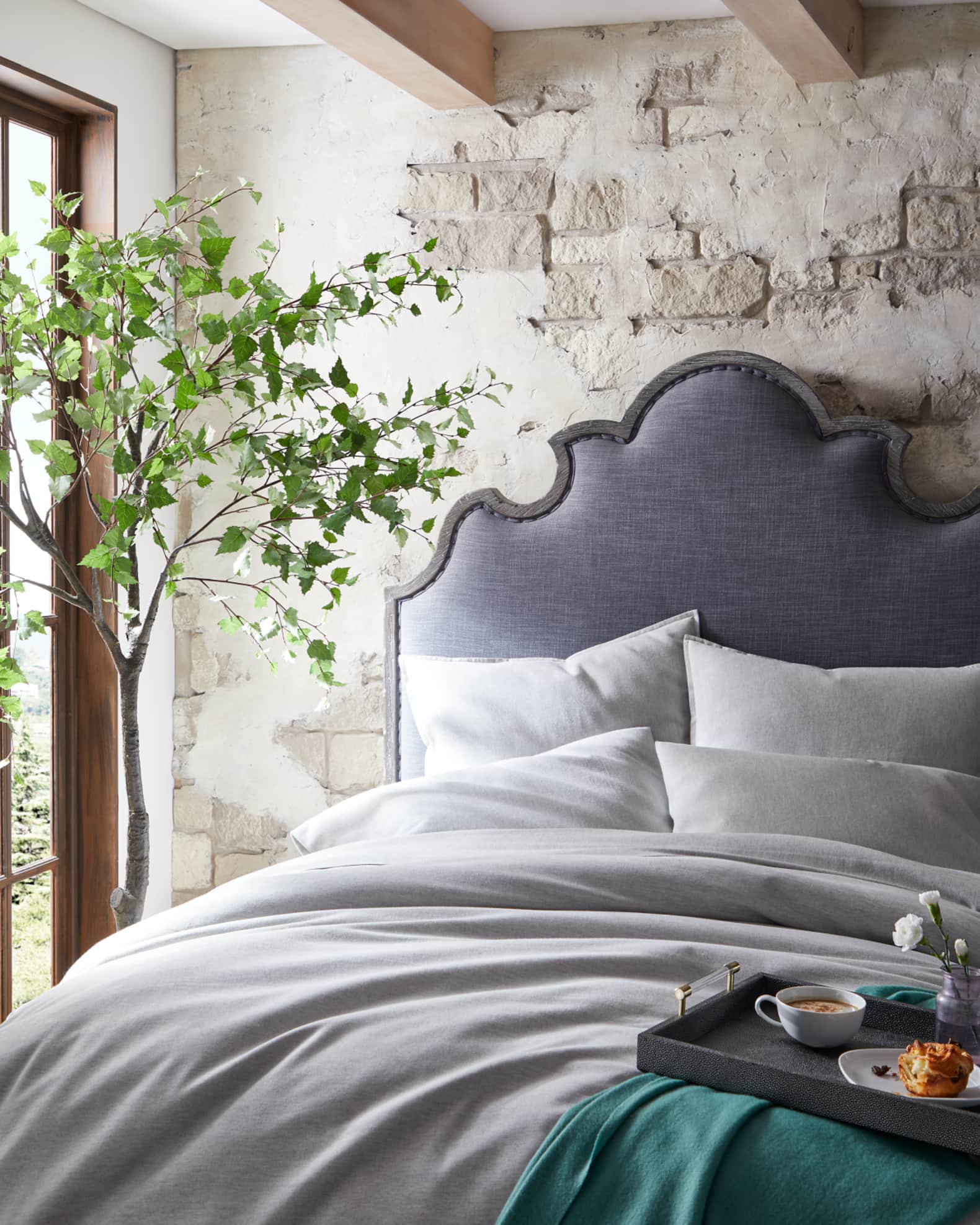 Kassatex Bamboo Flannel Queen Flat Sheet Neiman Marcus