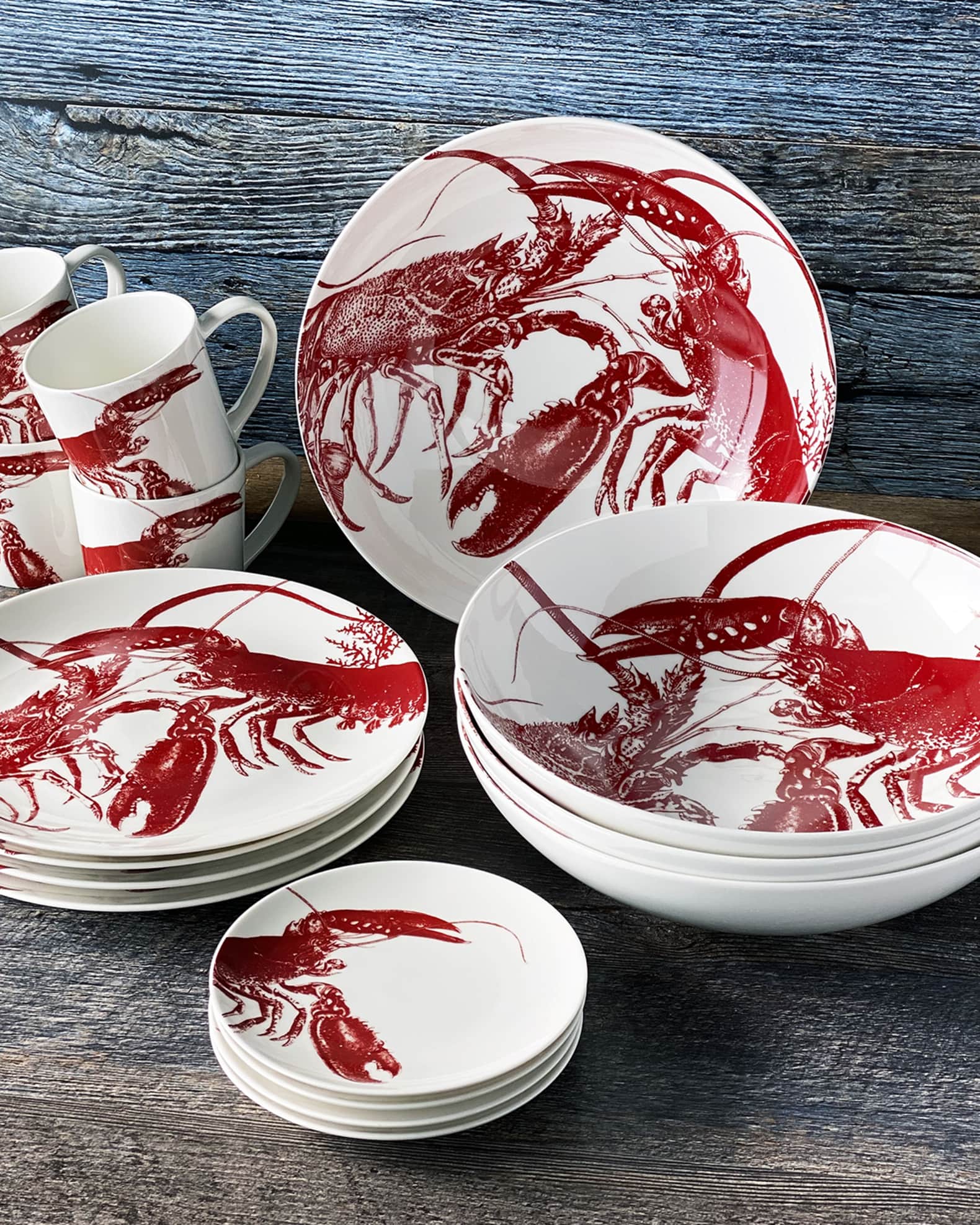 Red Lobsters Rimmed Oval Platter 1