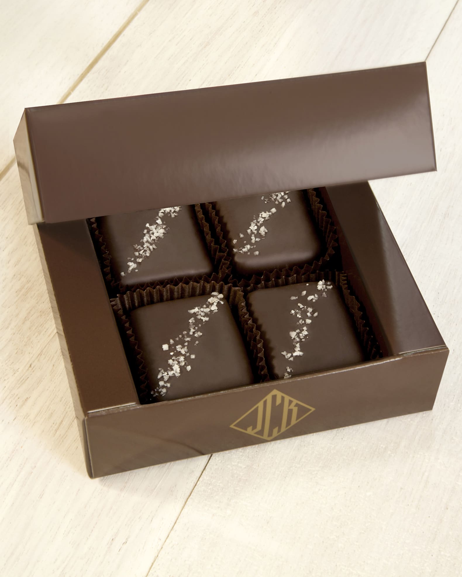 John Kelly Chocolates 4-Piece Dark Chocolate With French Grey Sea Salt Truffle Fudge Bites
