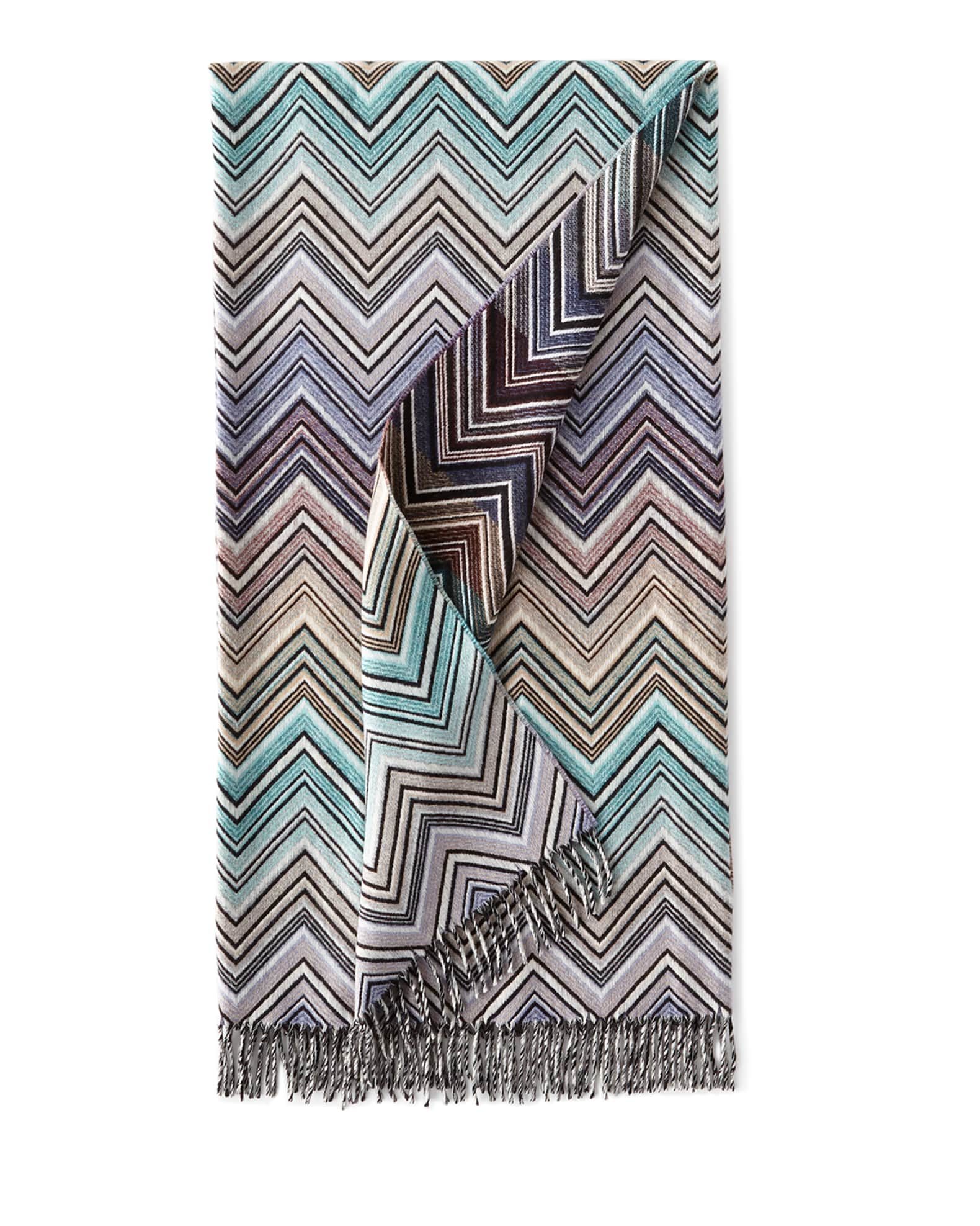 Perseo Zigzag Wool/Cashmere Throw, 51" x 75" 1