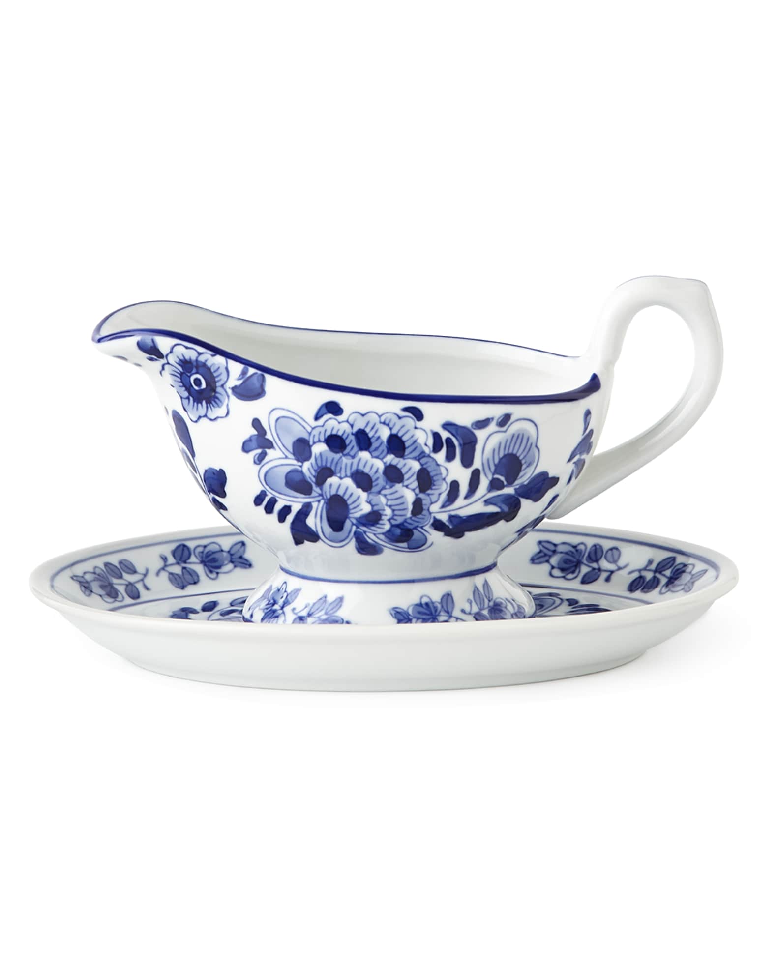 Neiman Marcus Assorted Blue & White Gravy Boat & Stand Neiman Marcus