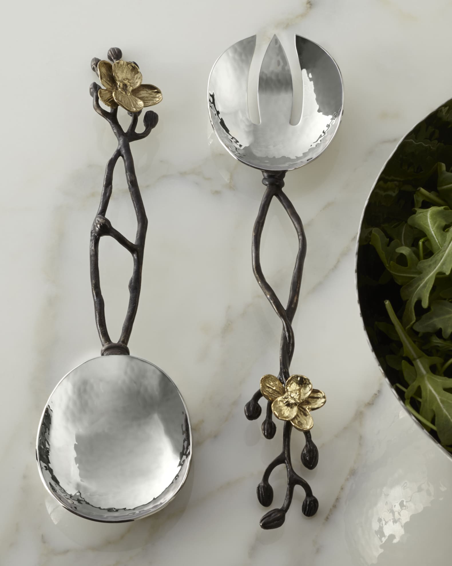 Michael Aram Two-Piece Gold Orchid Serving Set | Neiman Marcus
