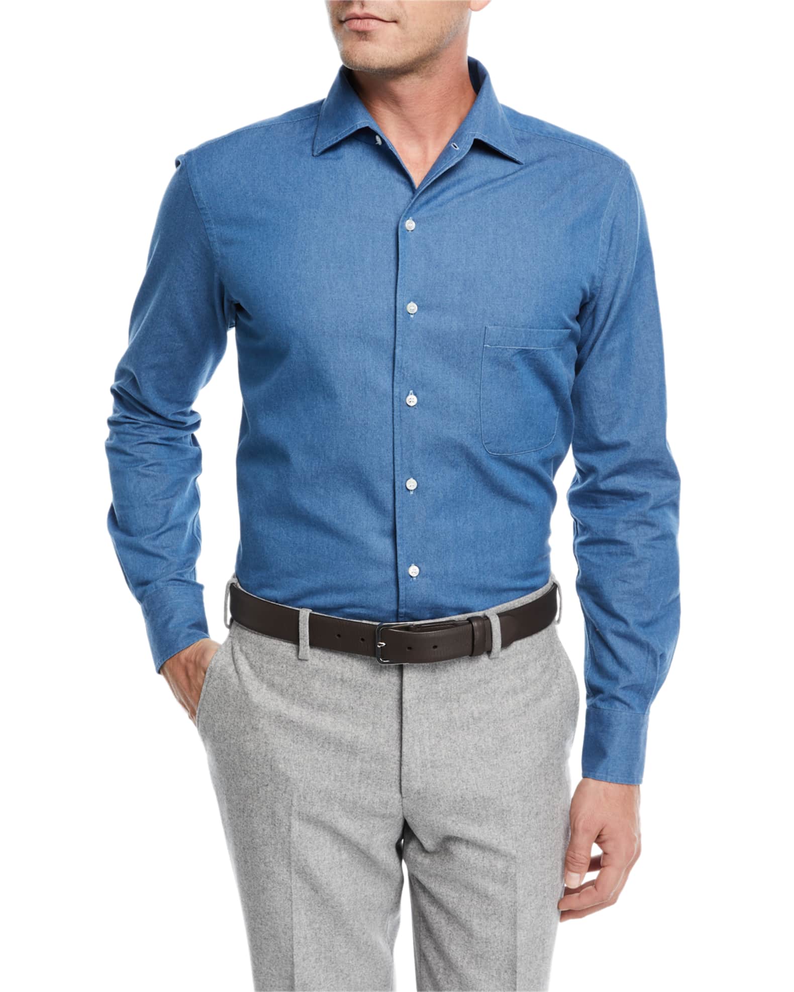 Loro Piana Andre Denim Sport Shirt Neiman Marcus