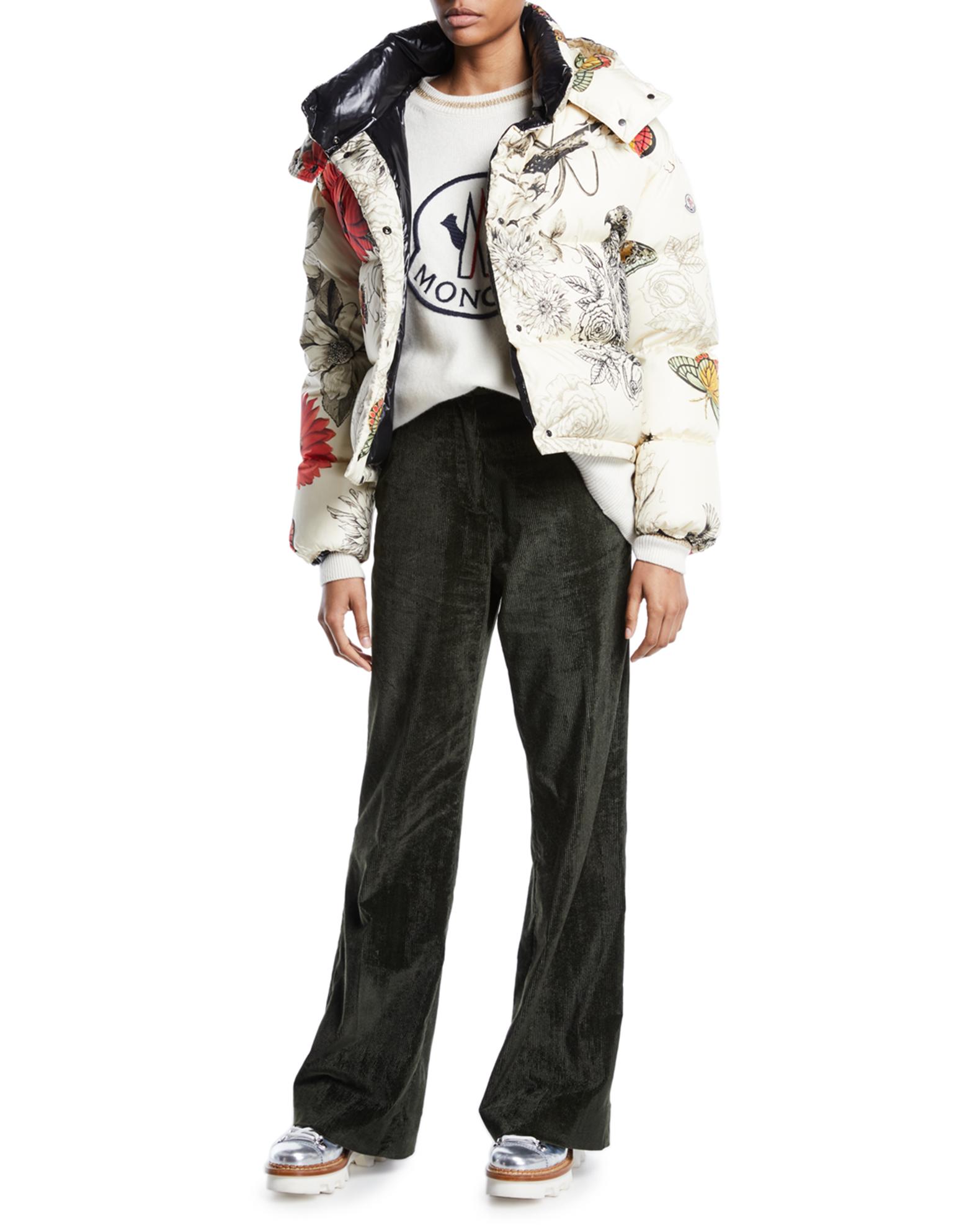 Caille Floral-Print Puffer Jacket w/ Removable Hood and Matching 