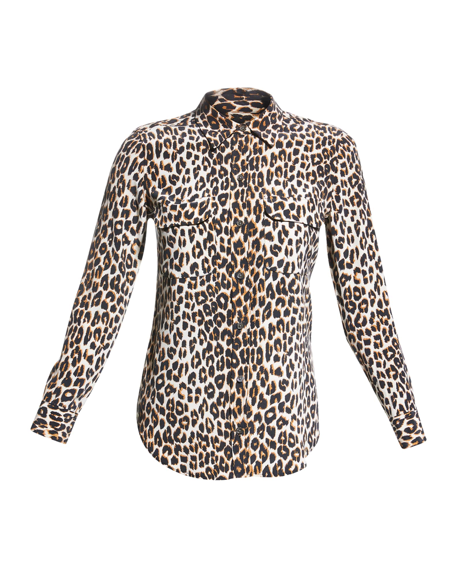 Equipment Slim Signature Leopard-Print Blouse | Neiman Marcus