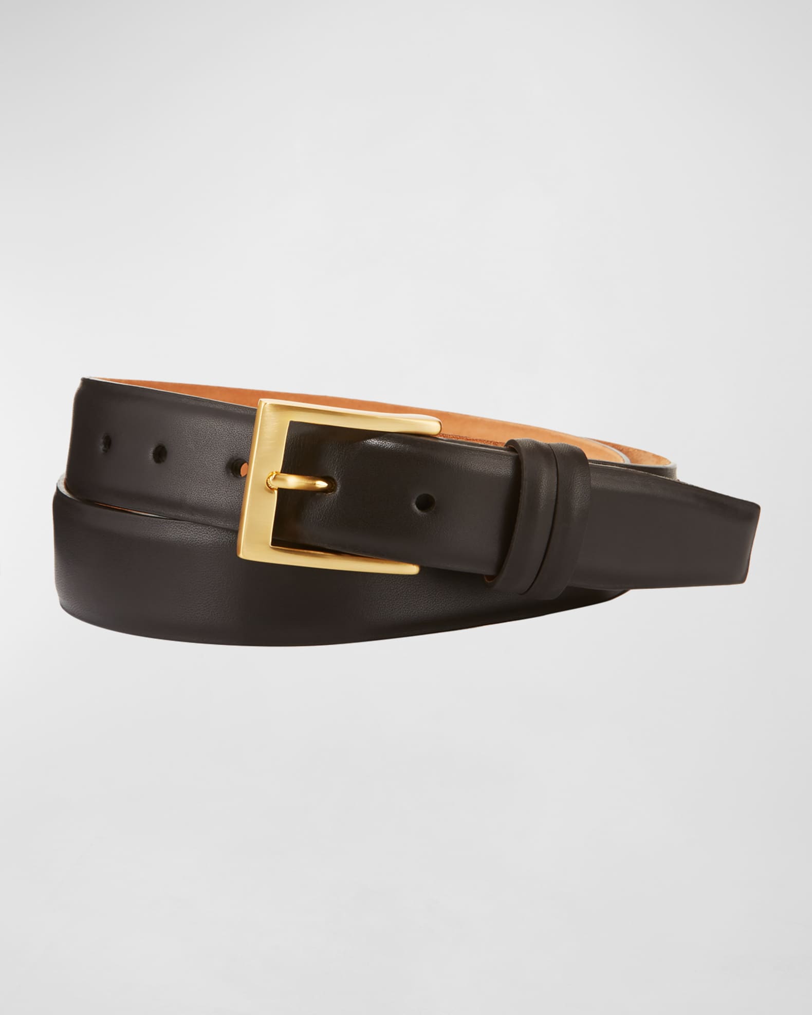 W. Kleinberg Basic Leather Belt with Interchangeable Buckles, Brown