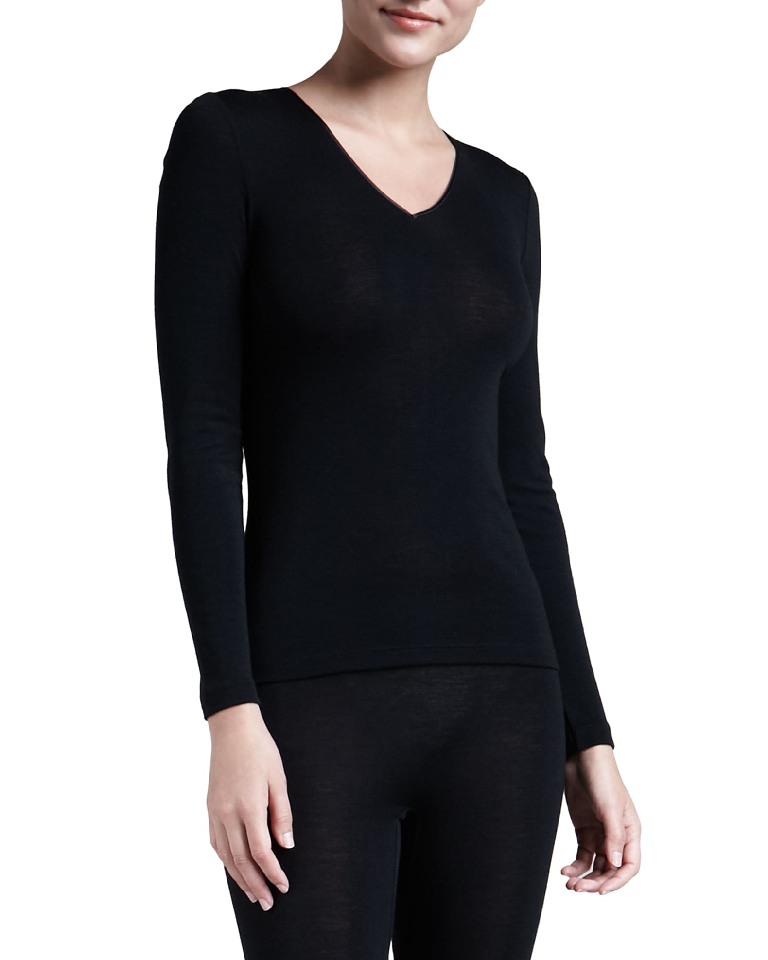 Wool & Silk Blend V-Neck Top 0