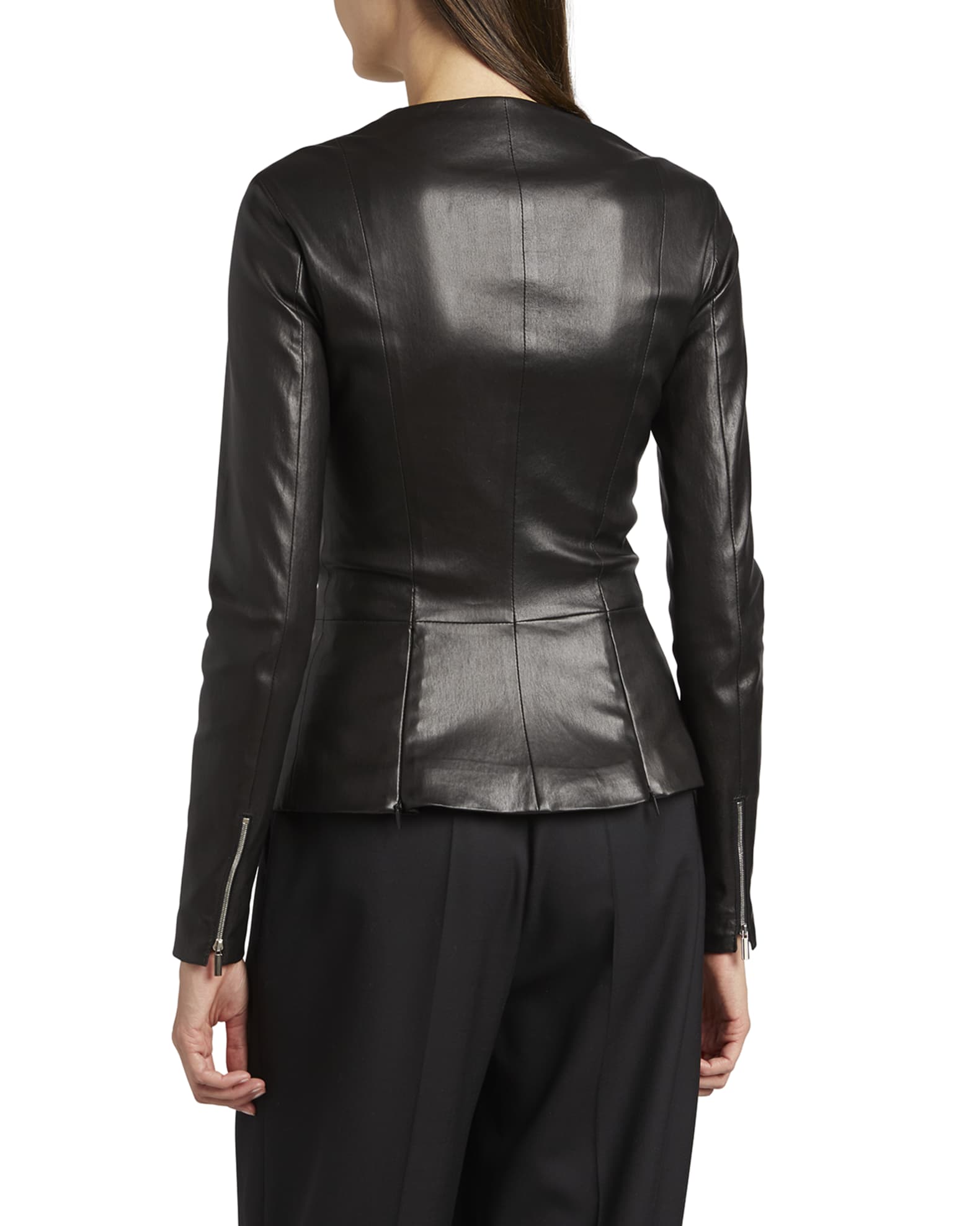 THE ROW Anasta Leather Zip-Front Jacket | Neiman Marcus