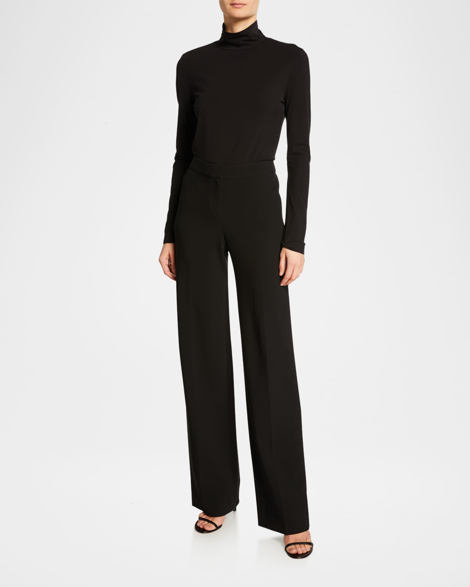 St. John Crepe Marocain Straight Leg Diana Pants | Neiman Marcus