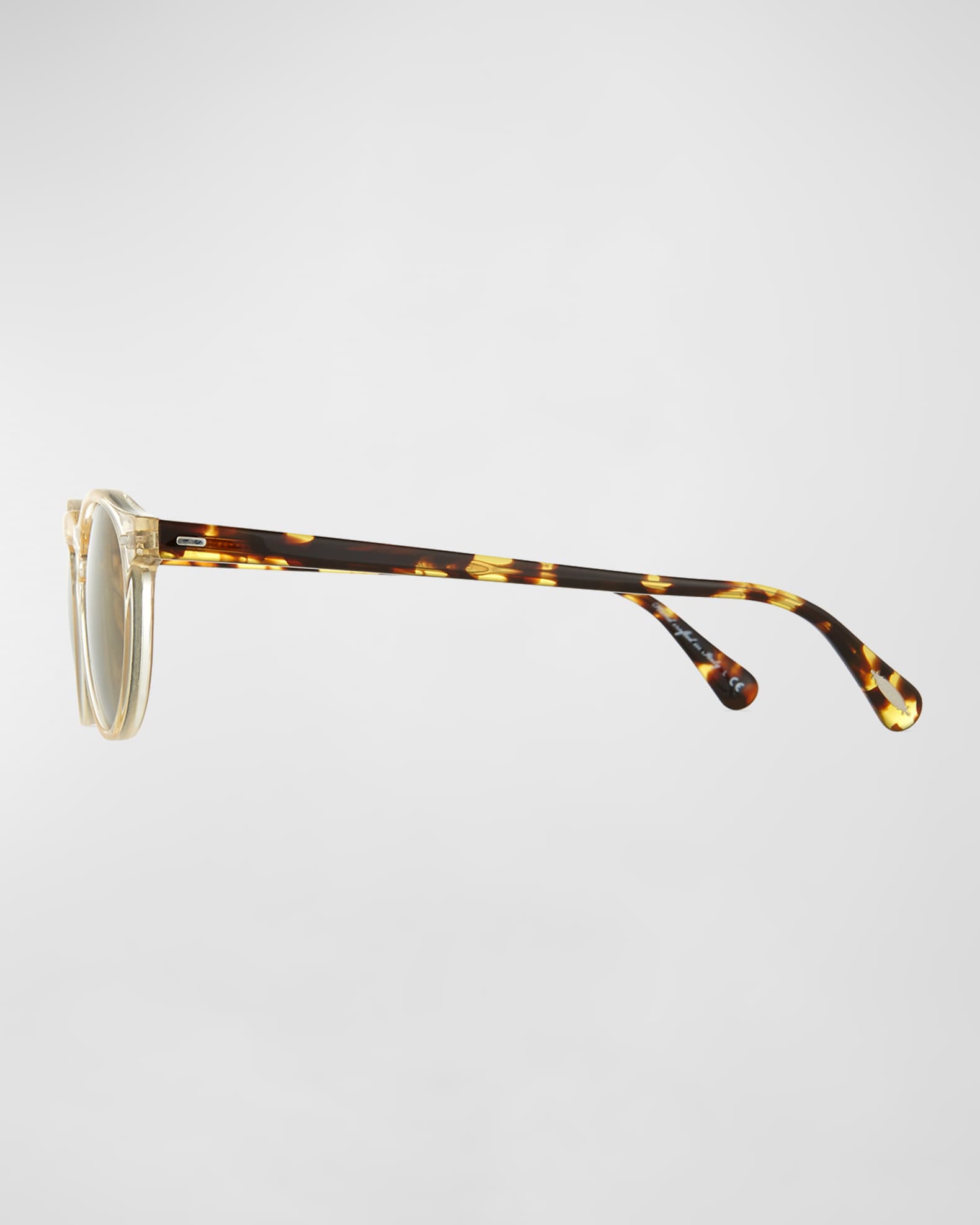 Oliver Peoples Gregory Peck Round Plastic Sunglasses Clear Tortoise Neiman Marcus