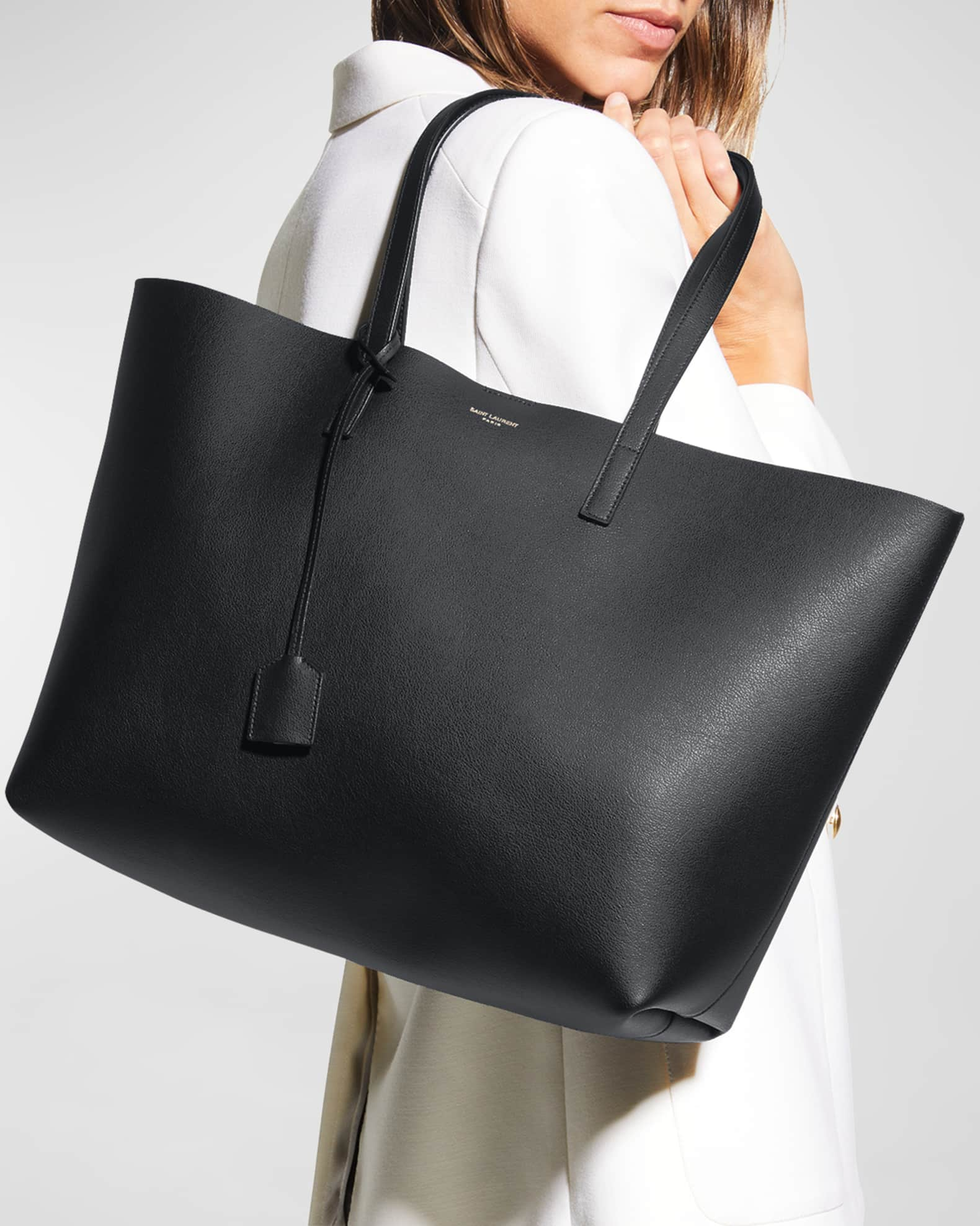 Black Saint Laurent Shopping Leather Tote 