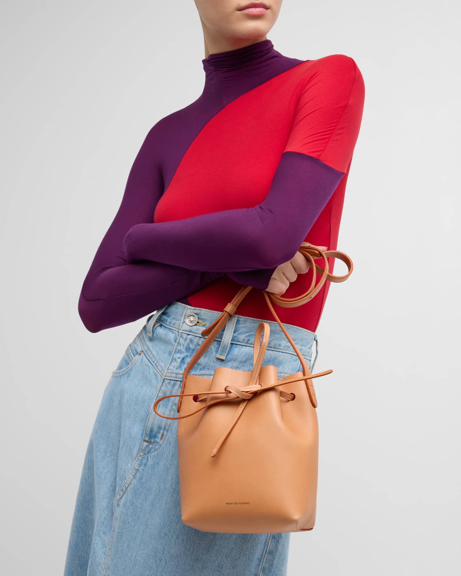 Mansur Gavriel Mini Mini Vegetable Tanned Leather Bucket Bag Neiman Marcus