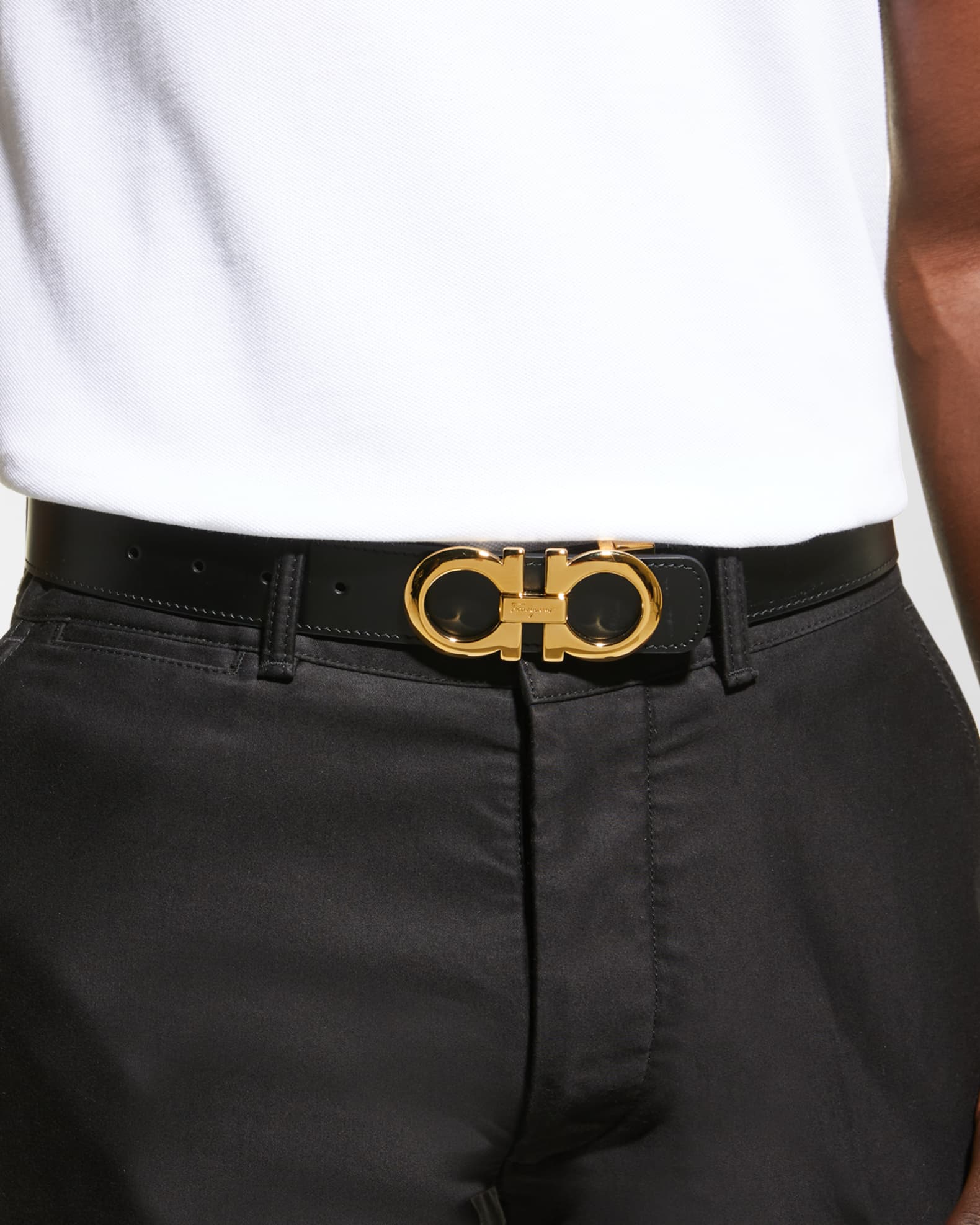 Ferragamo Men's Reversible Double-Gancini Leather Belt | Neiman Marcus