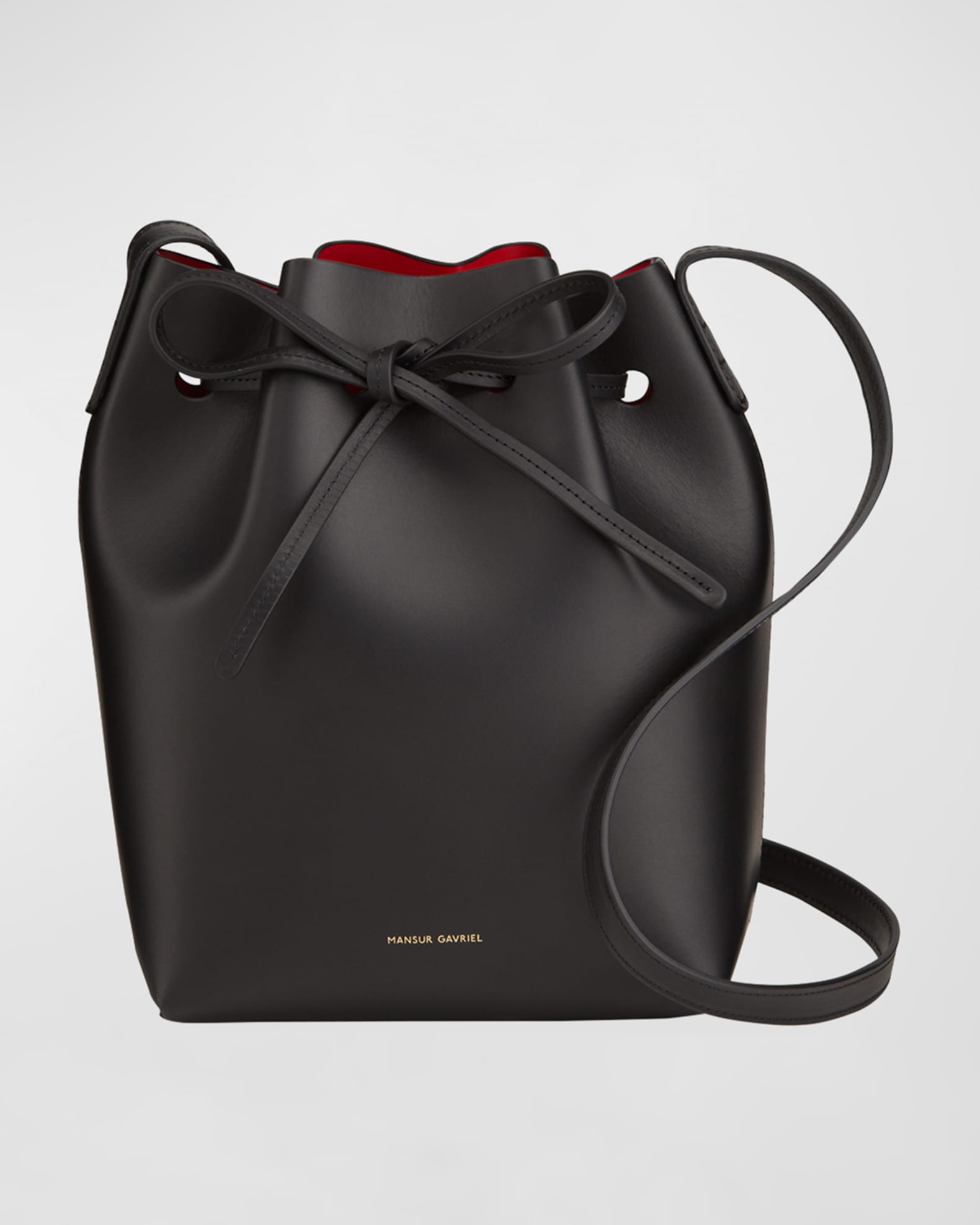 Mansur Gavriel Black Vegetable-Tanned Leather Large Circle Bag