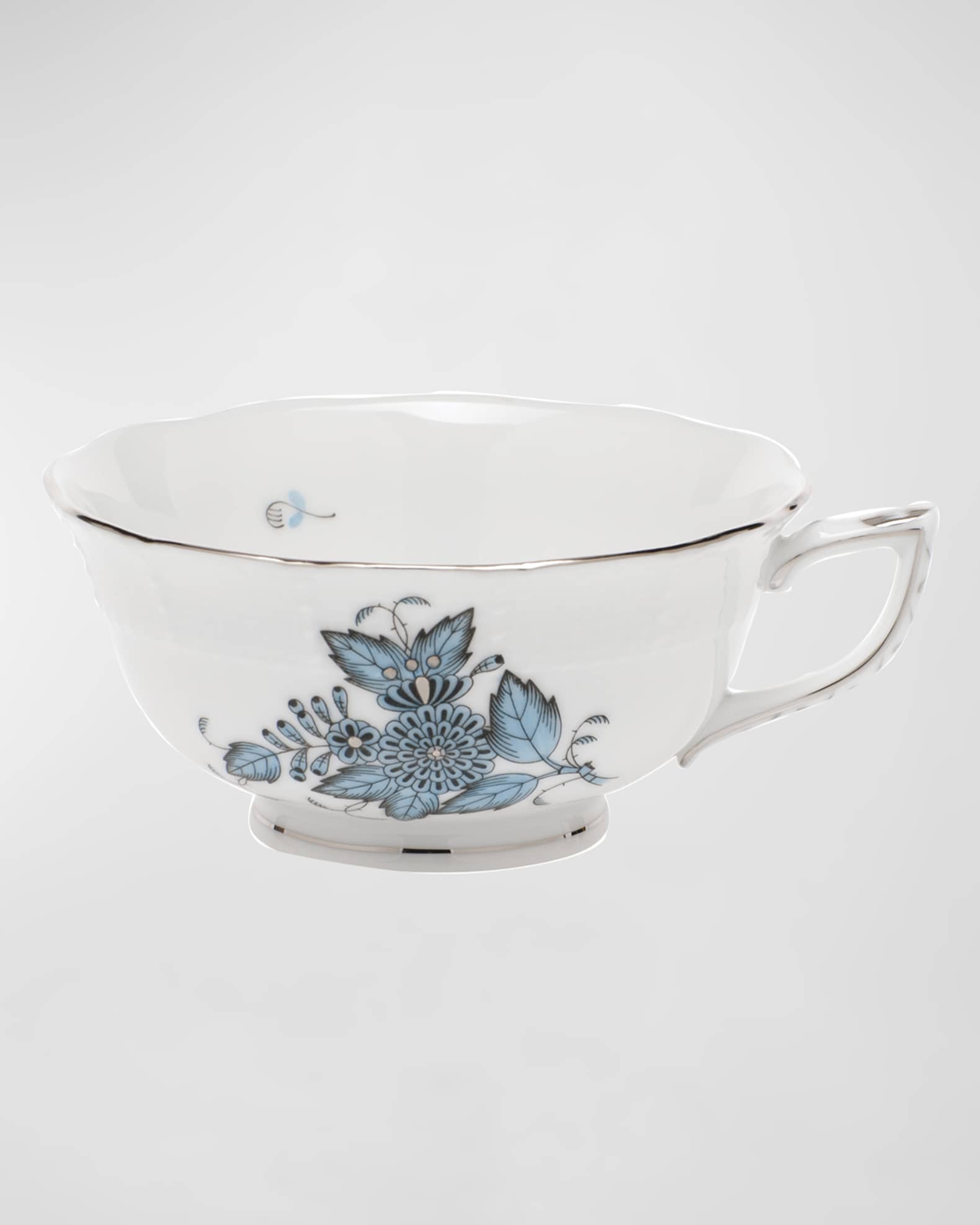 Chinese Bouquet Turquoise & Platinum Teacup 0