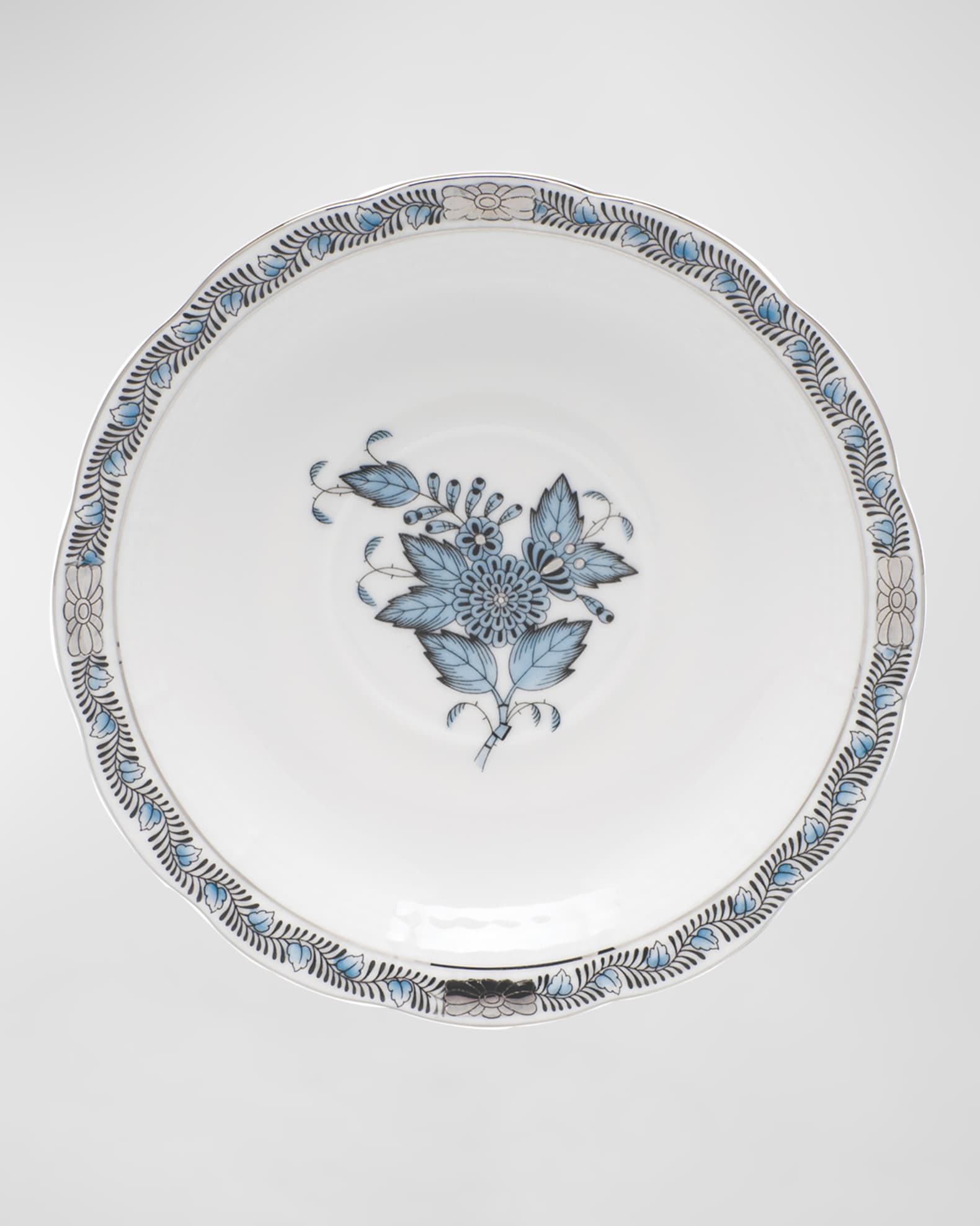 Chinese Bouquet Turquoise & Platinum Tea Saucer 0