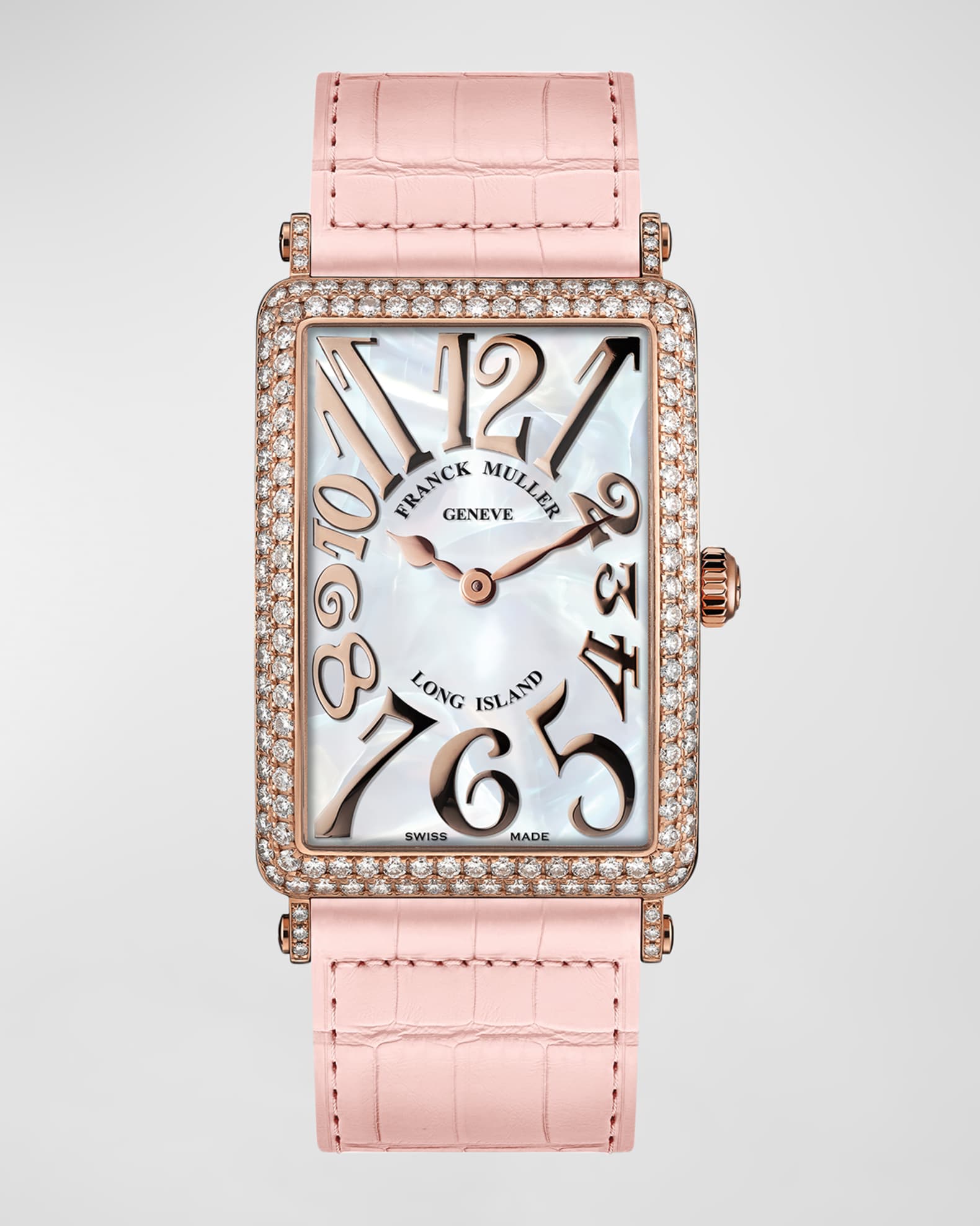 18K Rose Gold Diamond 2-Row Mother-of-Pearl Watch