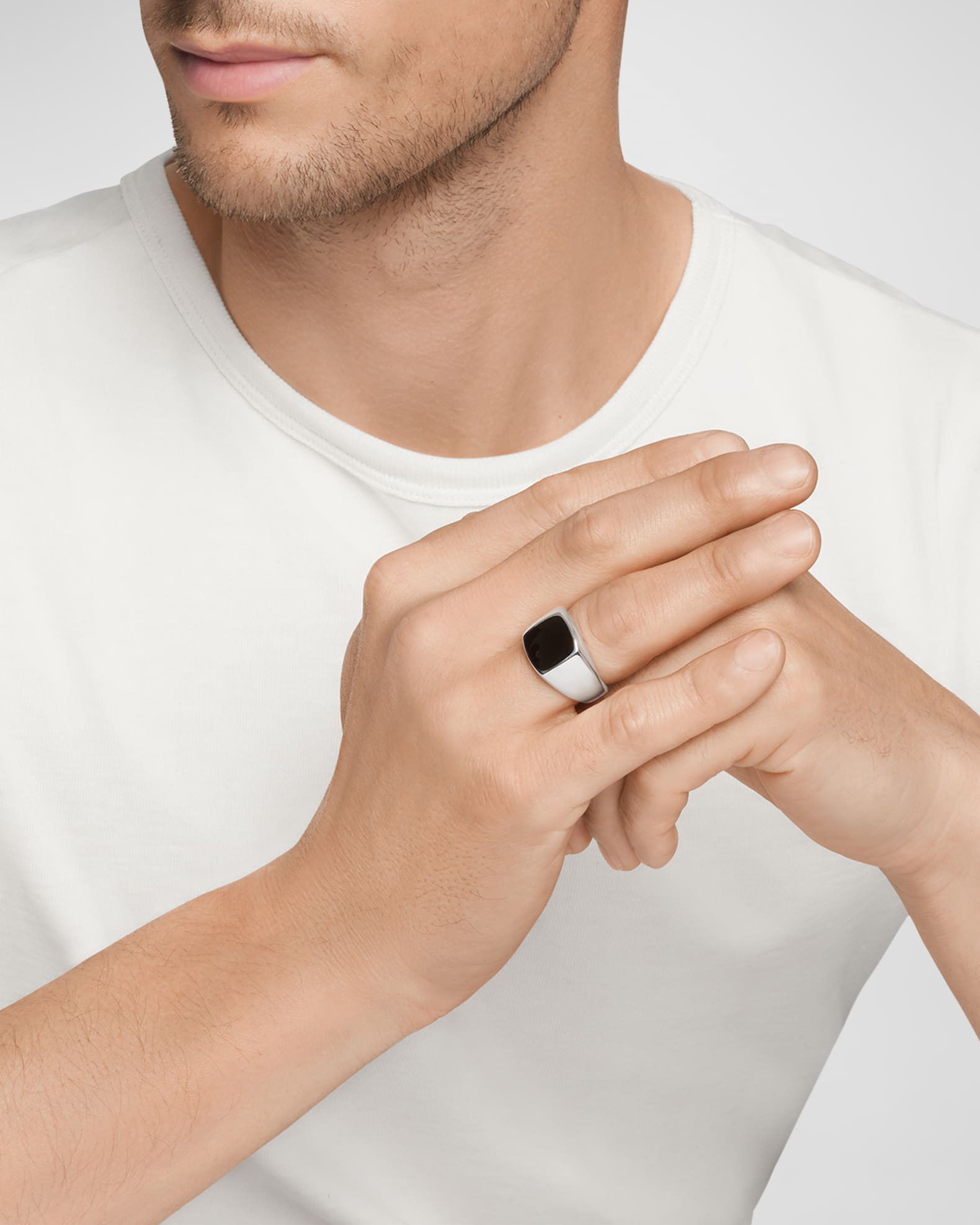 David Yurman Men s Exotic Stone Signet Ring in Silver 14mm Neiman Marcus