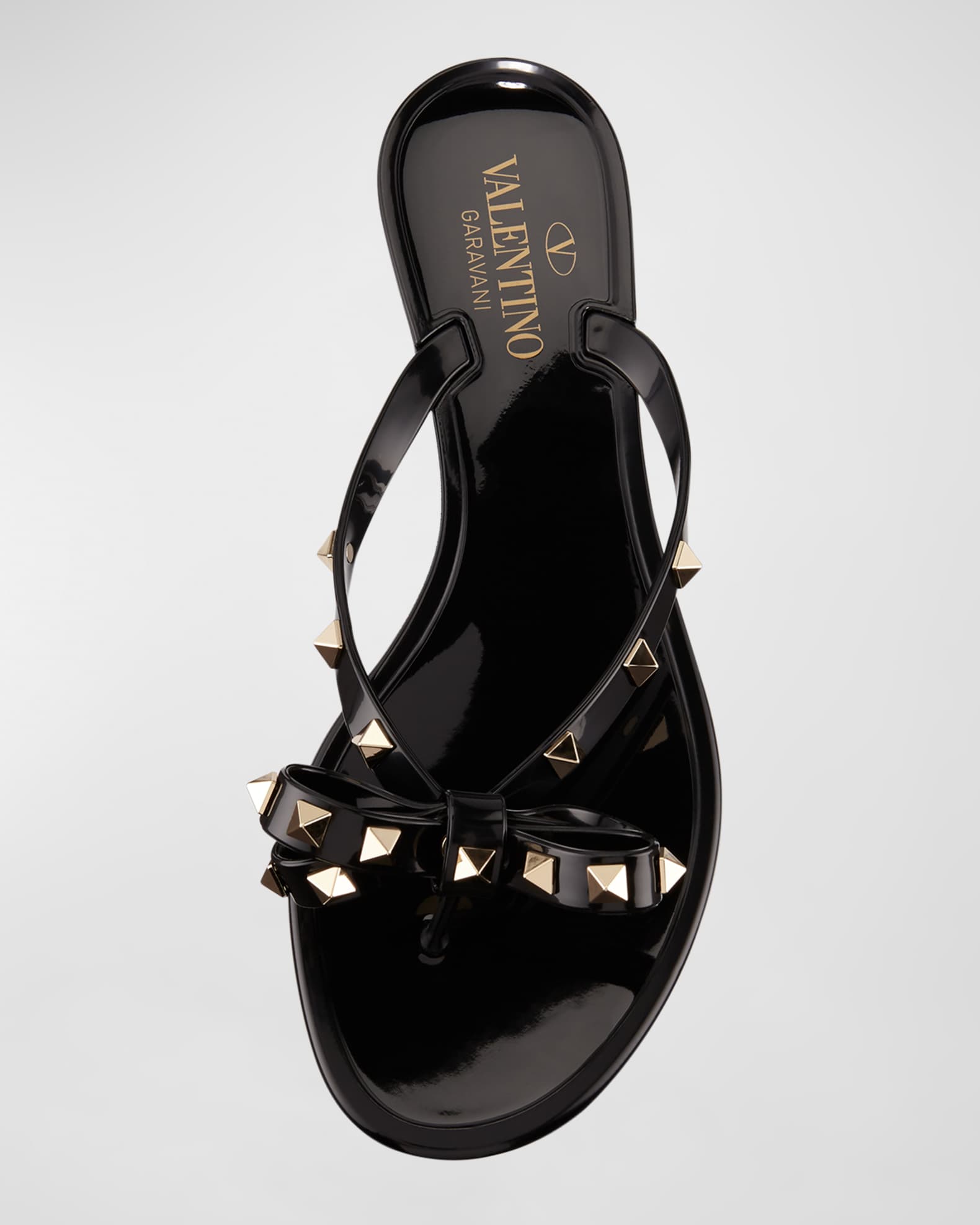 Valentino Garavani Rockstud PVC Flat Thong Sandals | Neiman Marcus