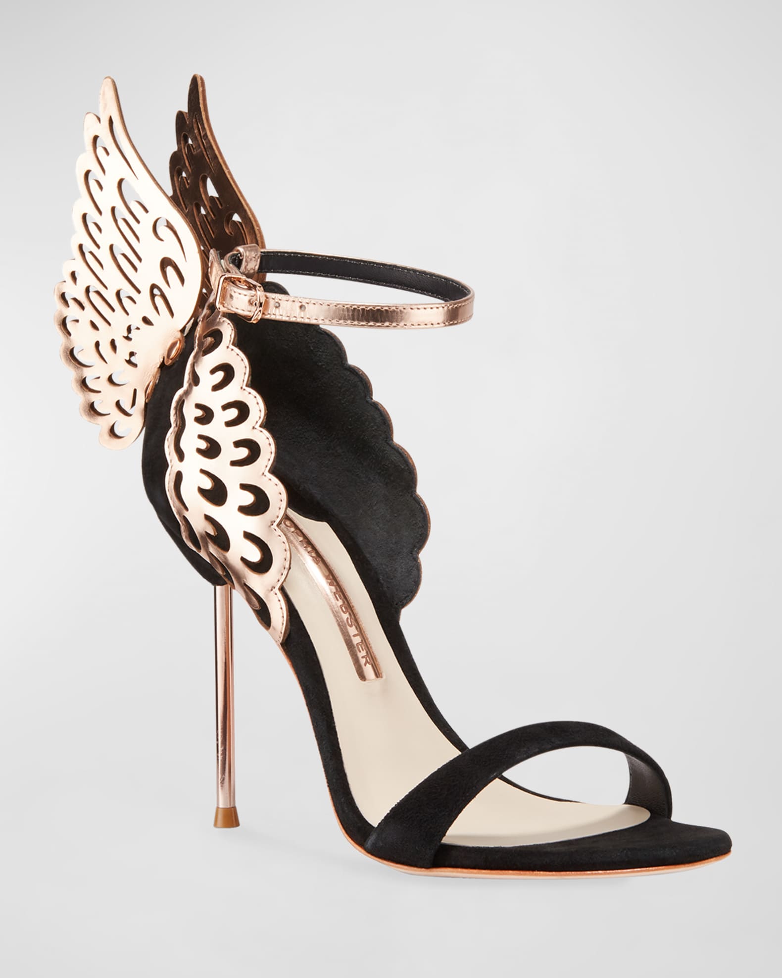 Sophia Webster Evangeline Angel Wing Sandals, Black/Rose Gold | Neiman ...
