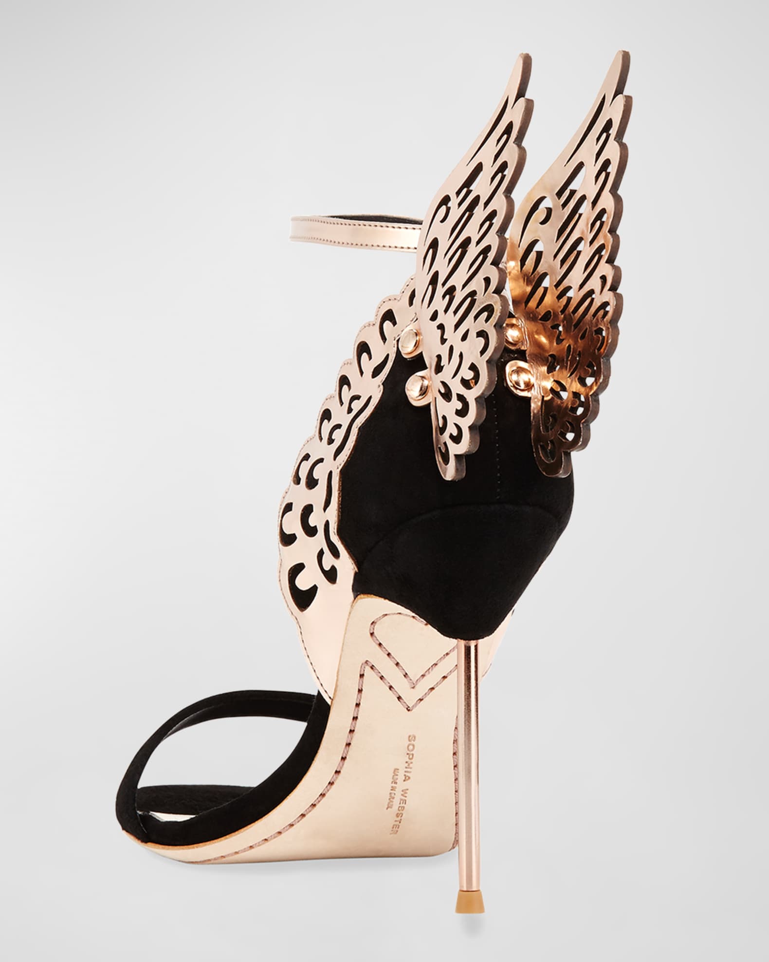 Sophia Webster Evangeline Angel Wing Sandals Black Rose Gold