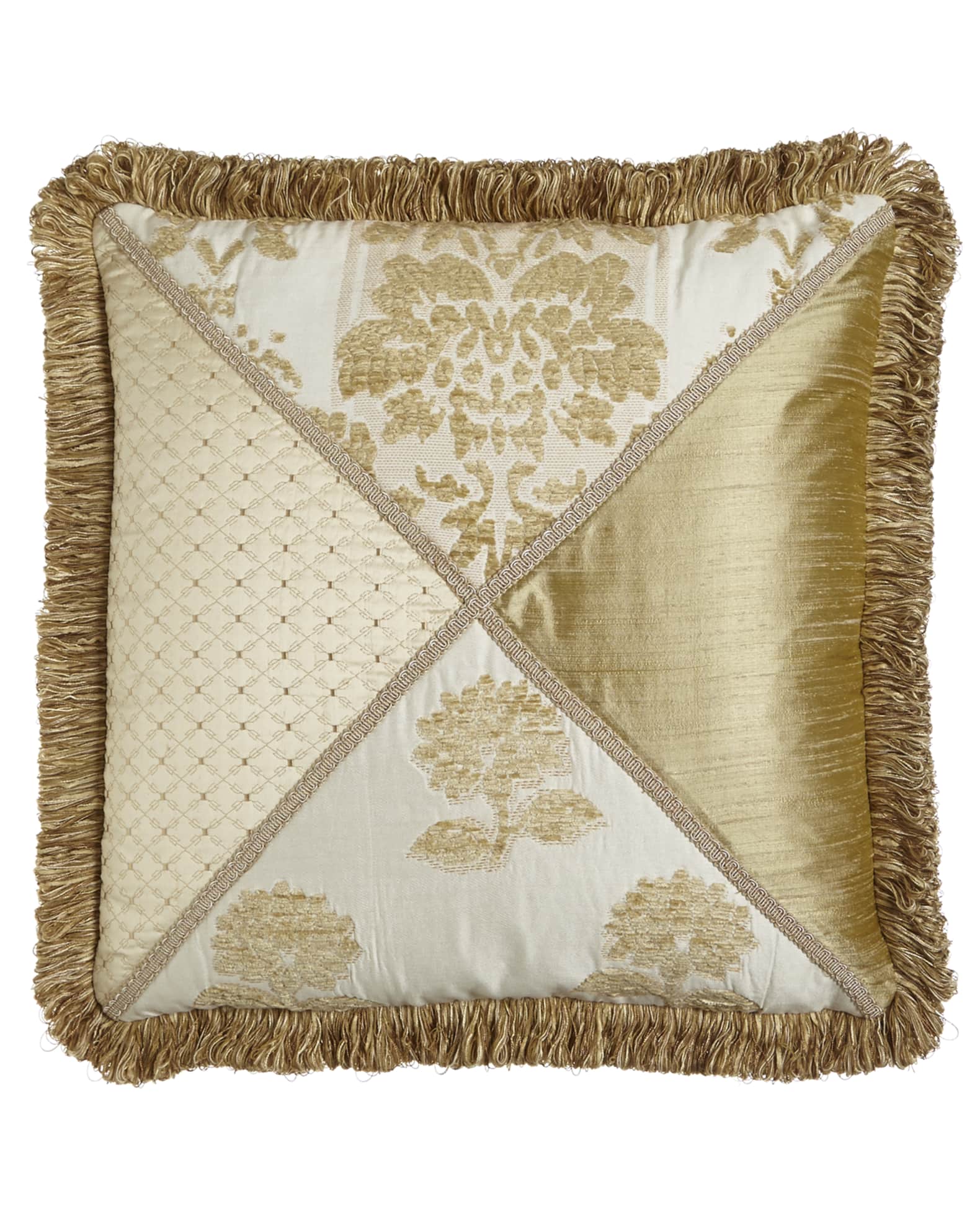 Antoinette Pieced Pillow with Loop Fringe, 20"Sq. 0
