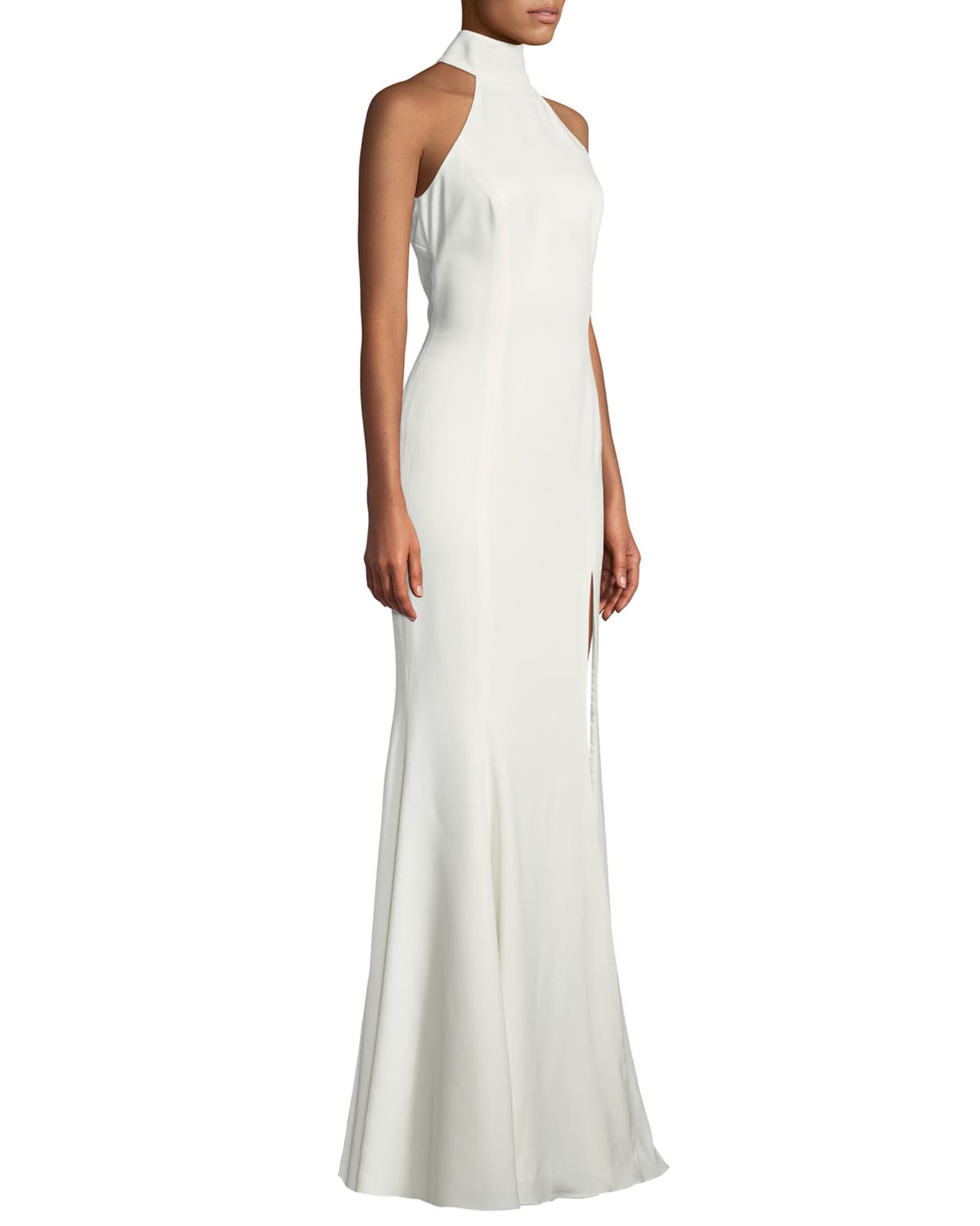 jay godfrey cameo high neck crepe gown