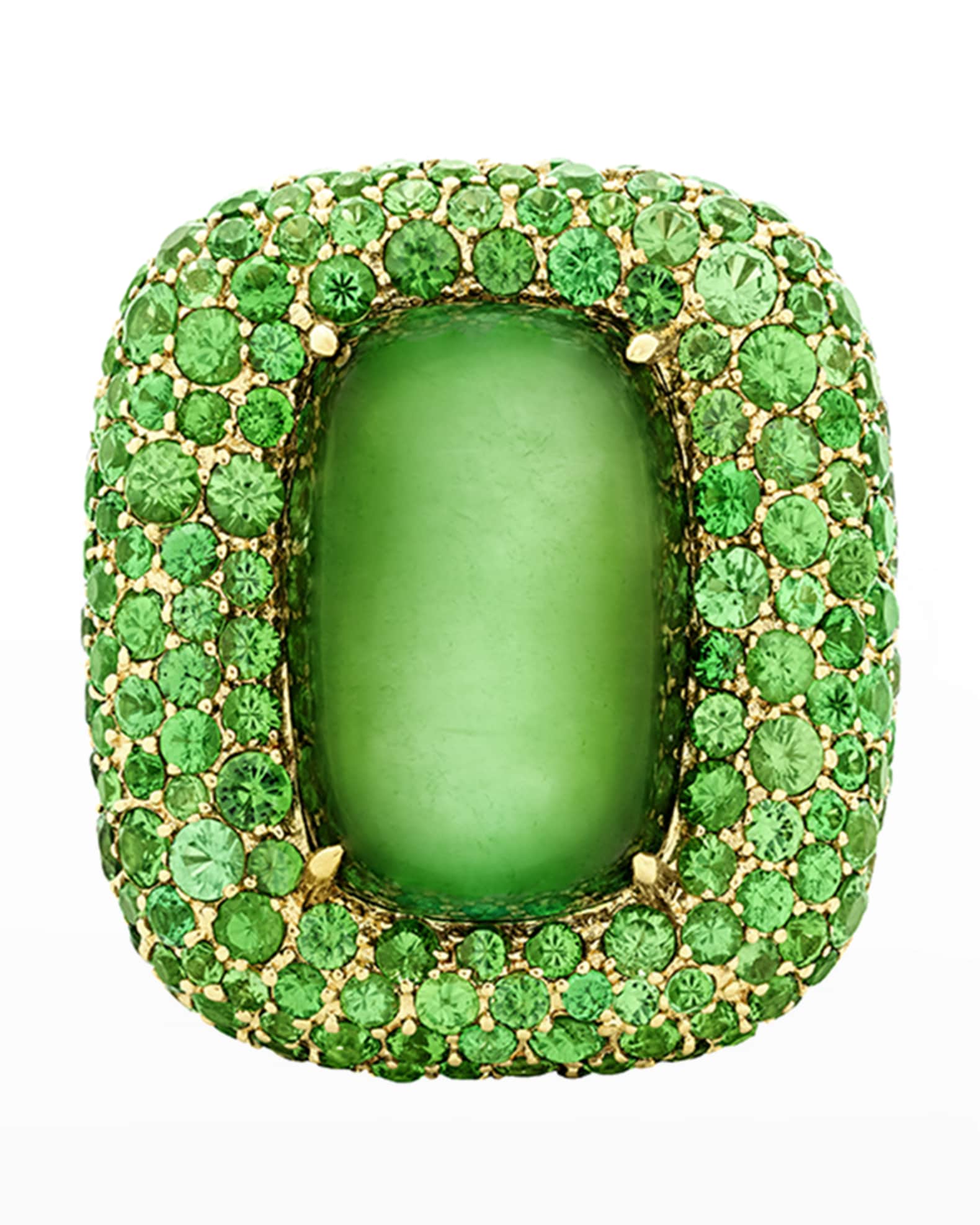 Marbella Green Tourmaline Cabochon Ring in 18K Gold, Size 6.5 1