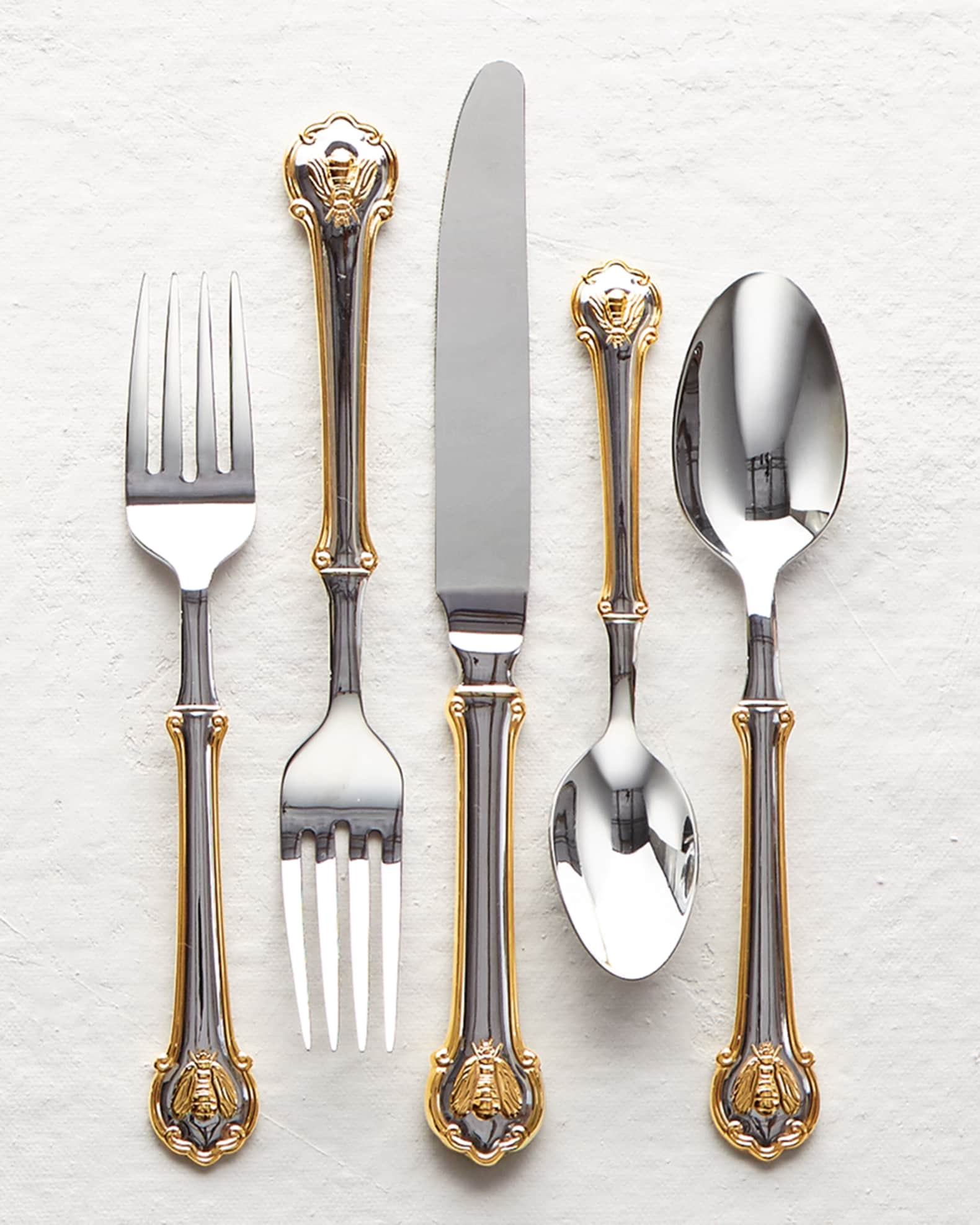 Wallace Silversmiths 45Piece Gold Napoleon Bee Flatware Service