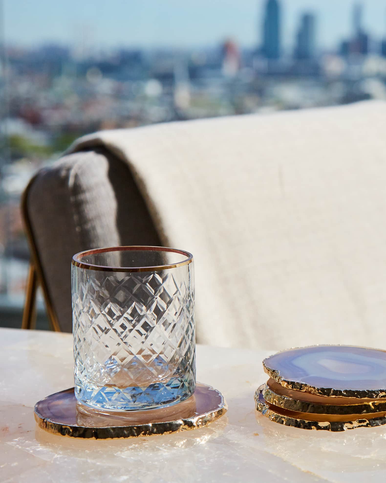 Agate & Gold Coasters, Set of 4 1