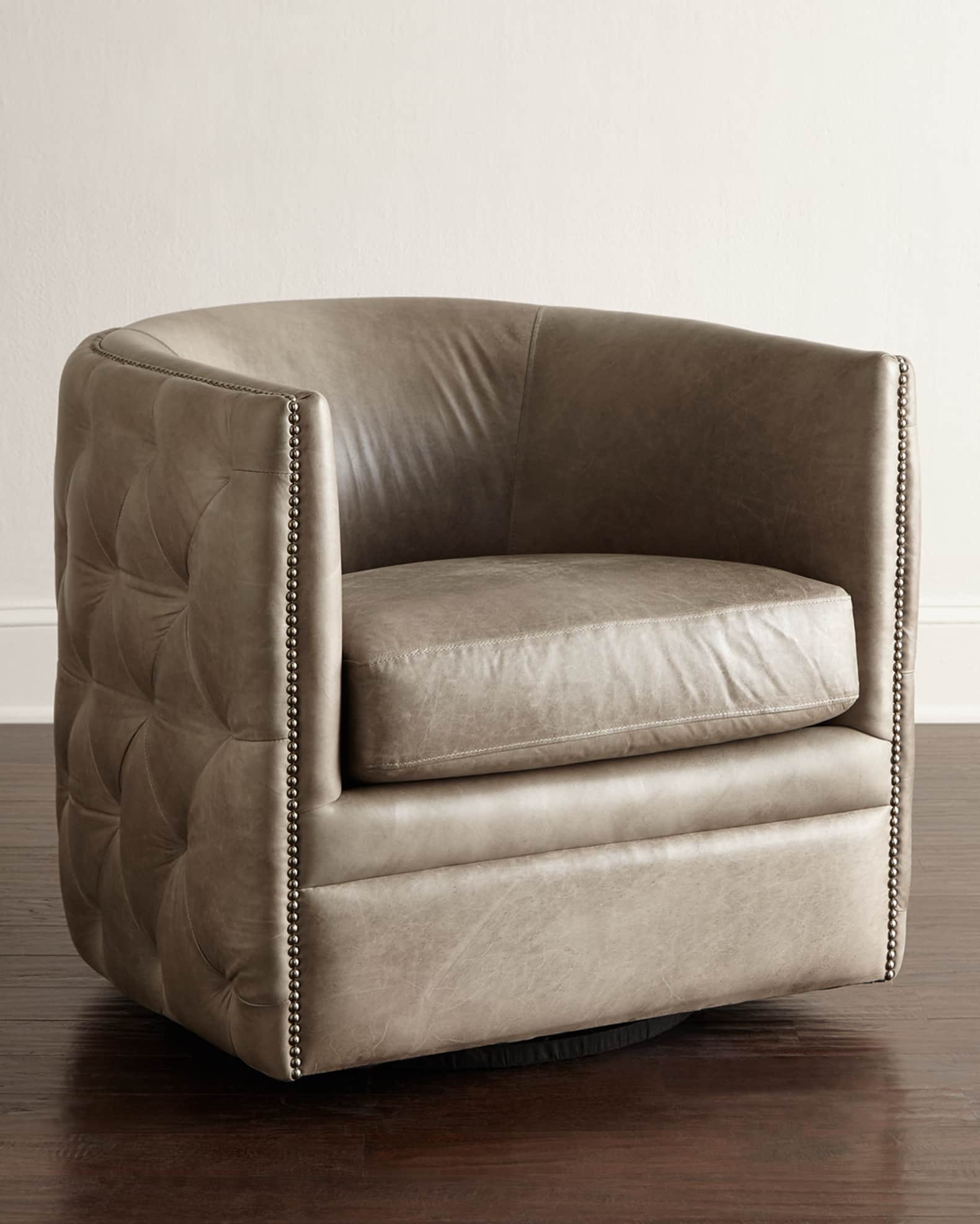 Bernhardt Abriola Leather Swivel Chair Neiman Marcus