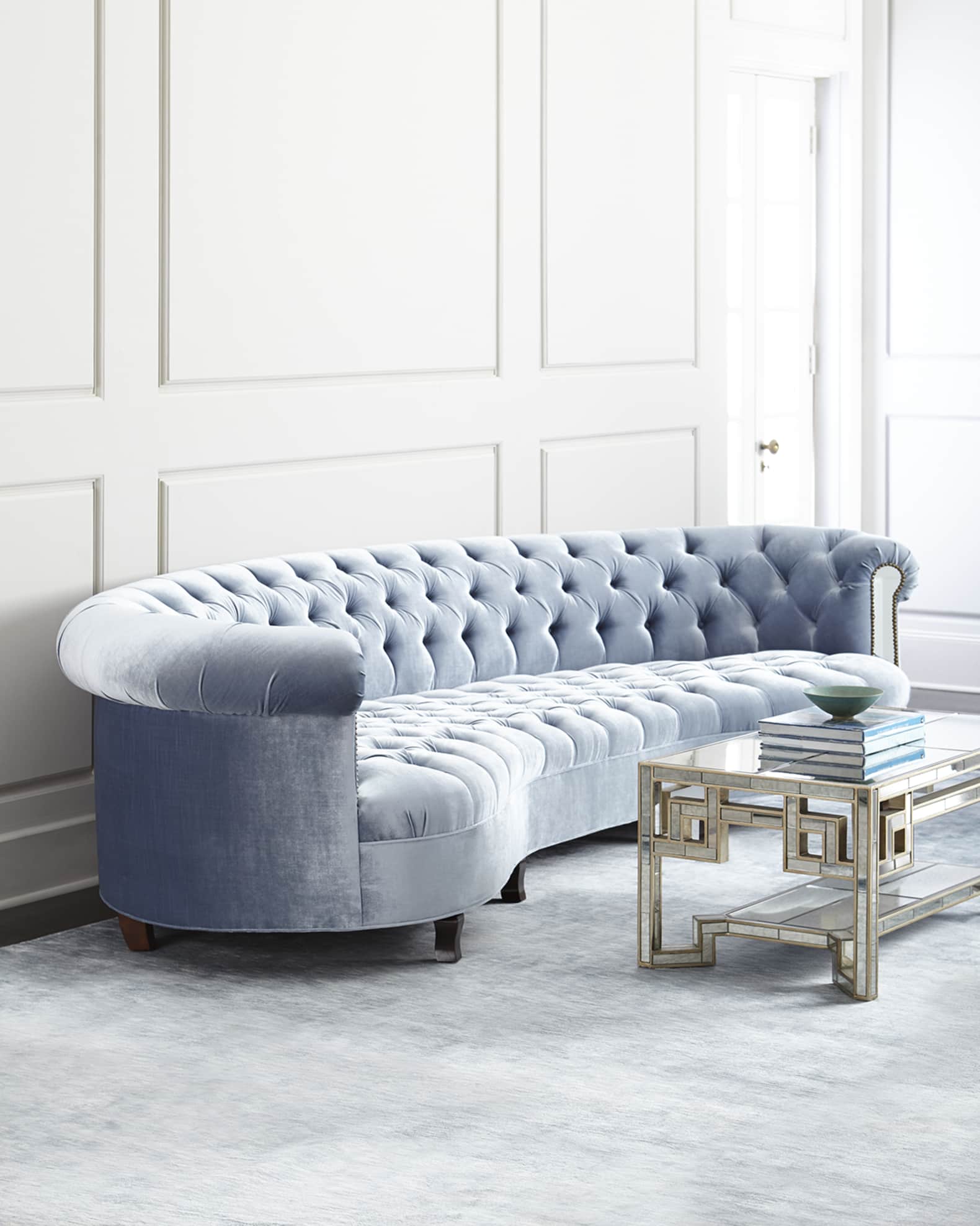 Rebecca Mirrored Tufted Sofa 122" 1