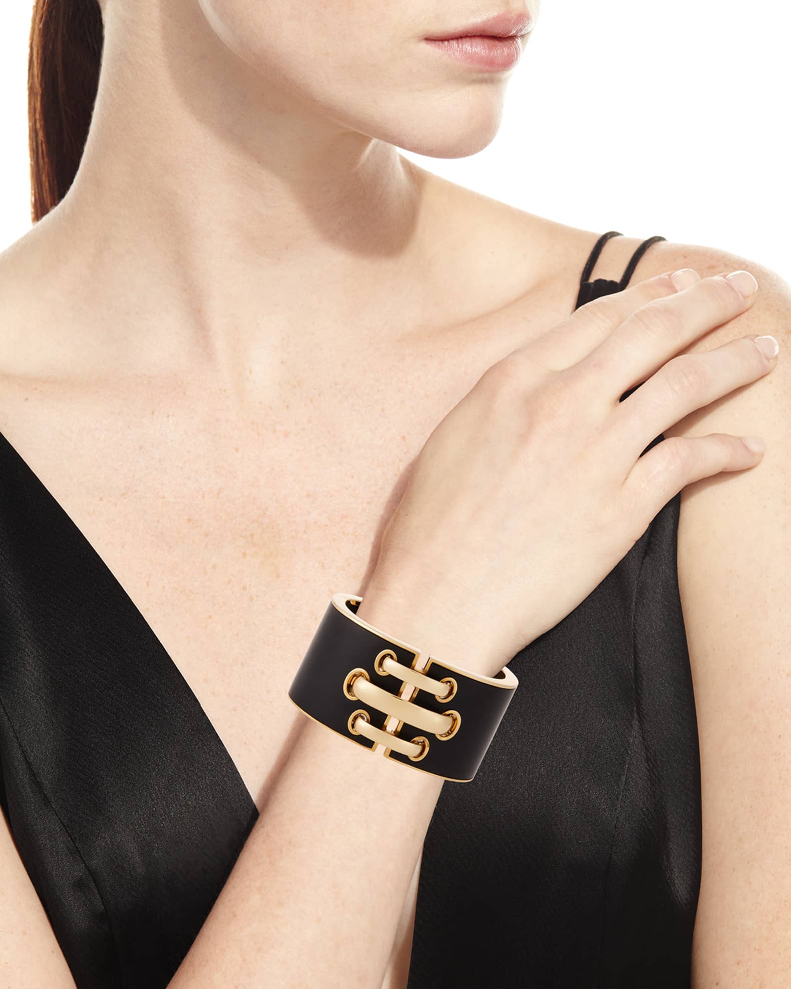 David b 18k Gold Ebony Shoelace Cuff Bracelet Neiman Marcus