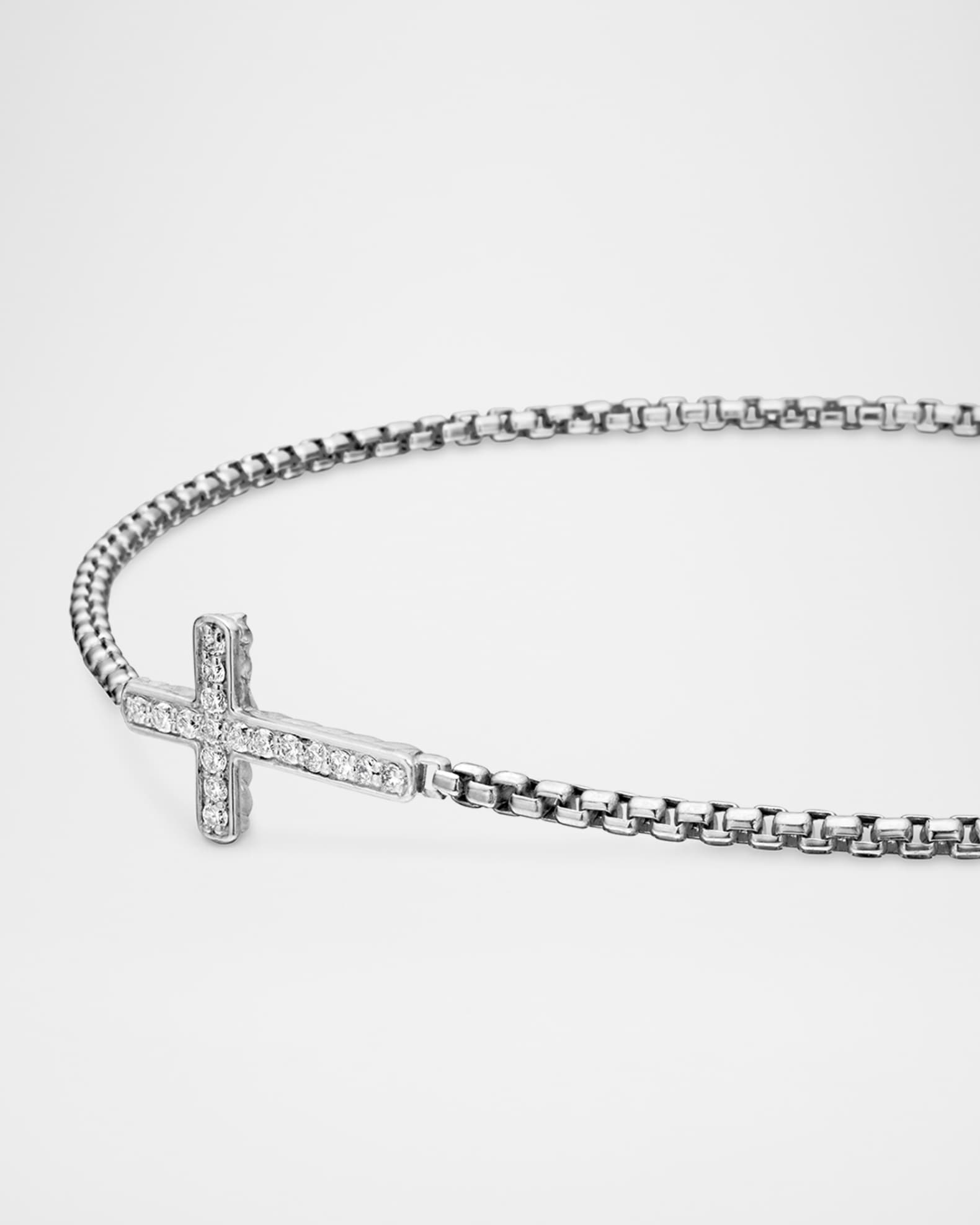 David Yurman Cross Chain Bracelet with Diamonds in Silver 1.7mm Neiman Marcus