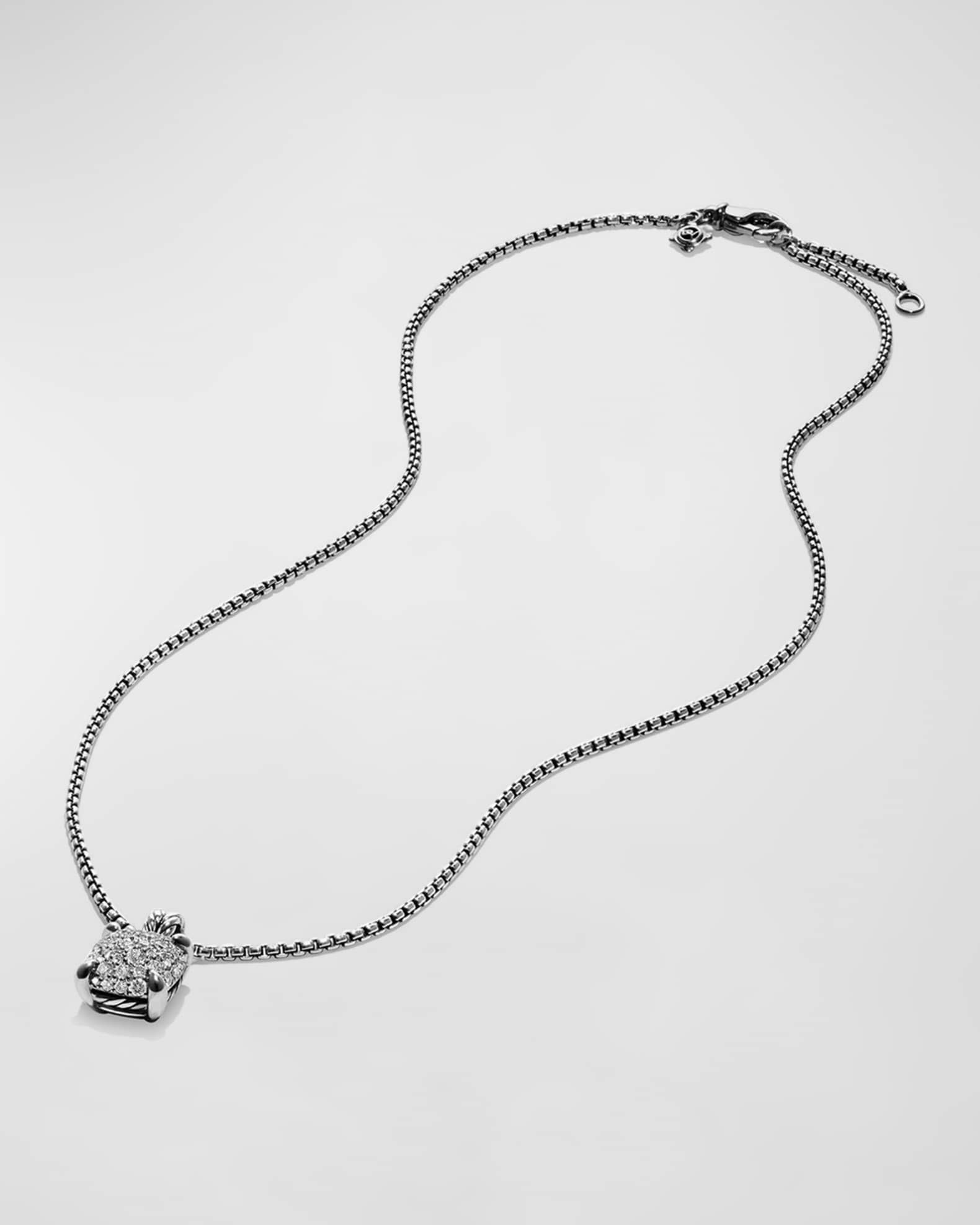 David Yurman Chatelaine Silver Pave Diamond Pendant Necklace | Neiman ...