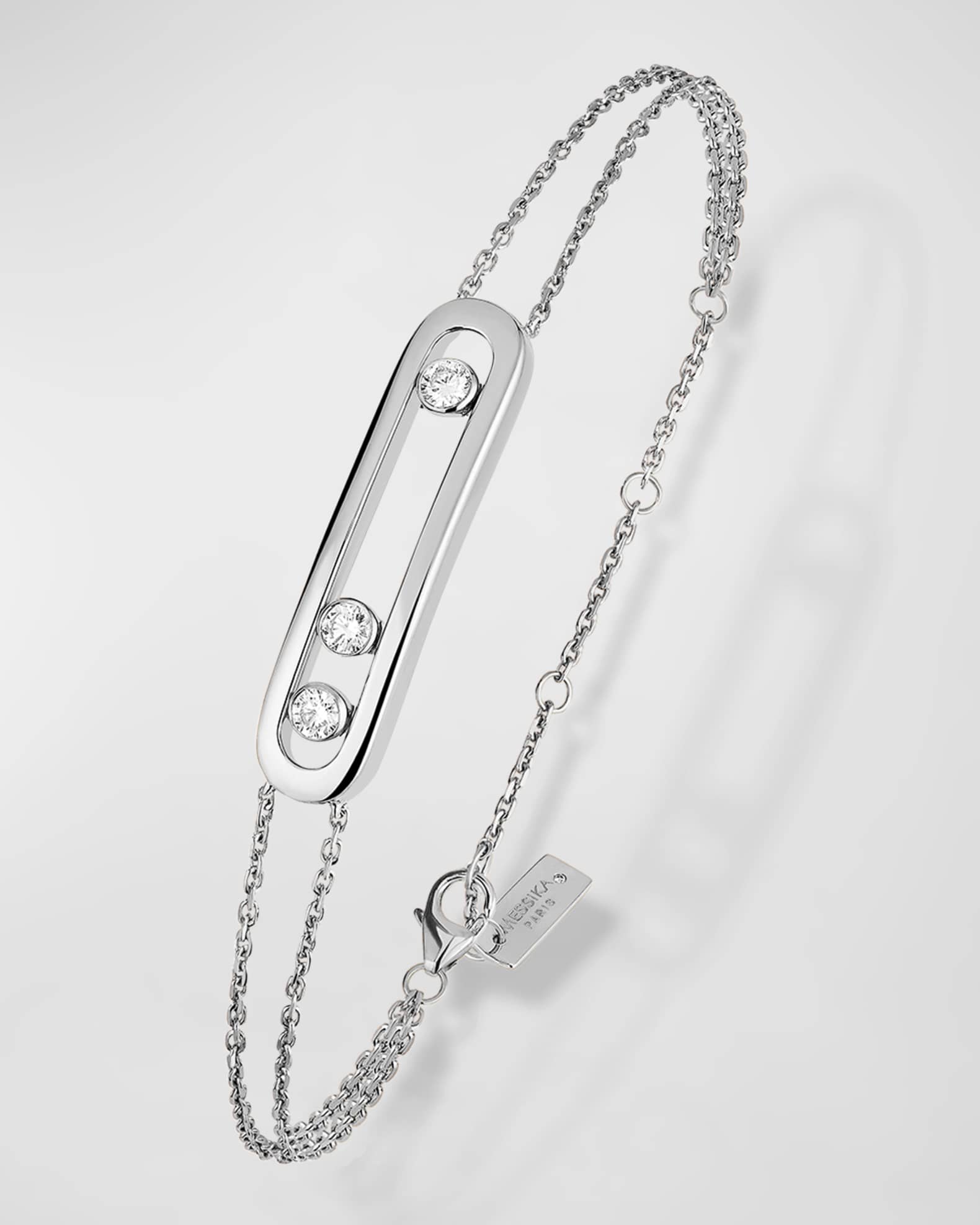 Messika Move 18K White Gold Diamond Station Chain Bracelet | Neiman Marcus