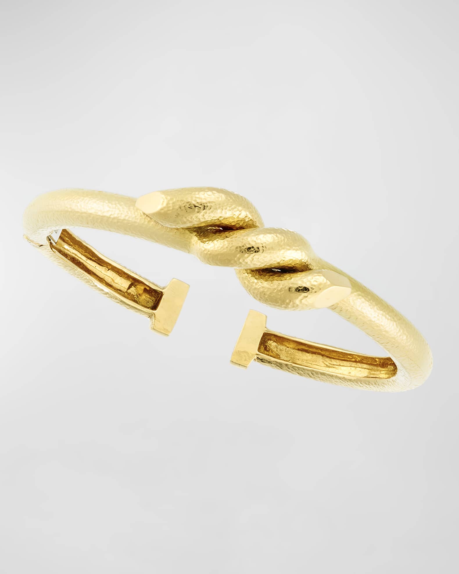 18k Twisted Nail Cuff Hammered Bracelet 0
