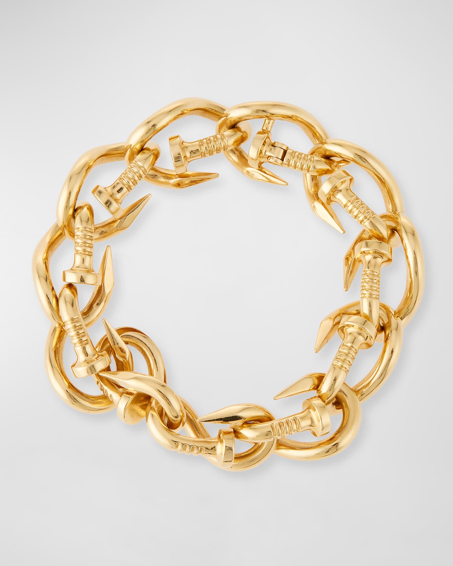 18k Polished Nail Link Bangle Bracelet 0