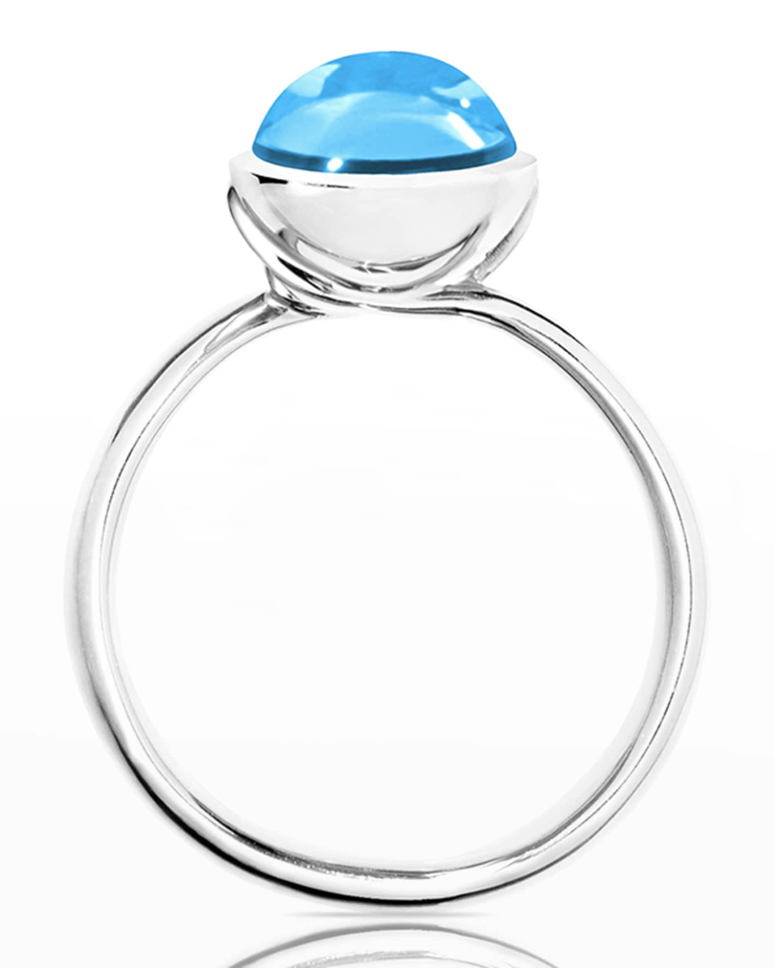 18k White Gold Small Swiss Blue Topaz Ring 1