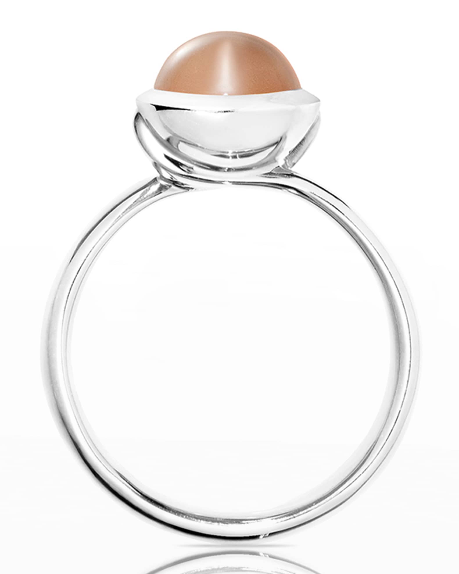 Small Bouton Brown Moonstone Cabochon Ring, Size 7/54 1