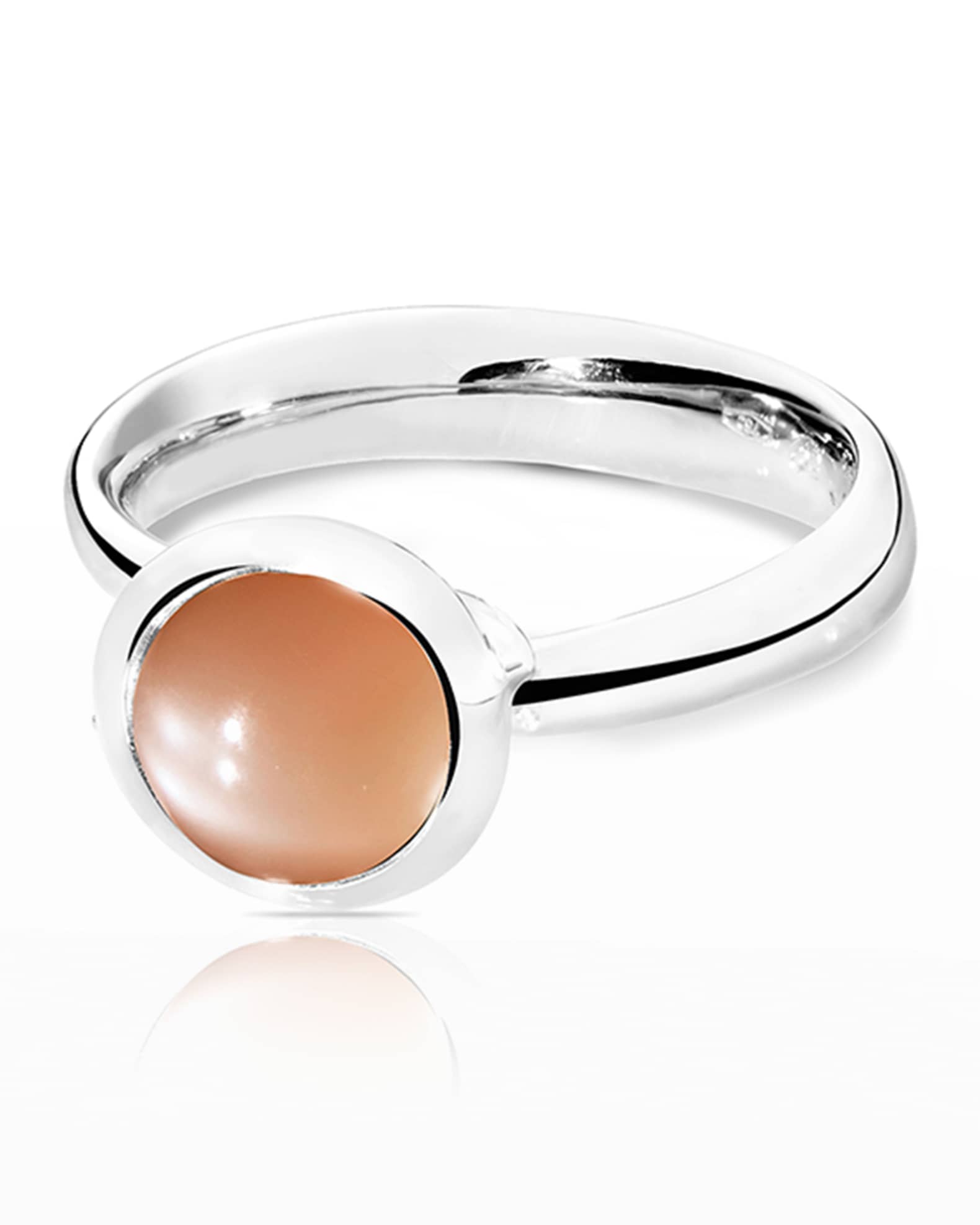 Small Bouton Brown Moonstone Cabochon Ring, Size 7/54 0