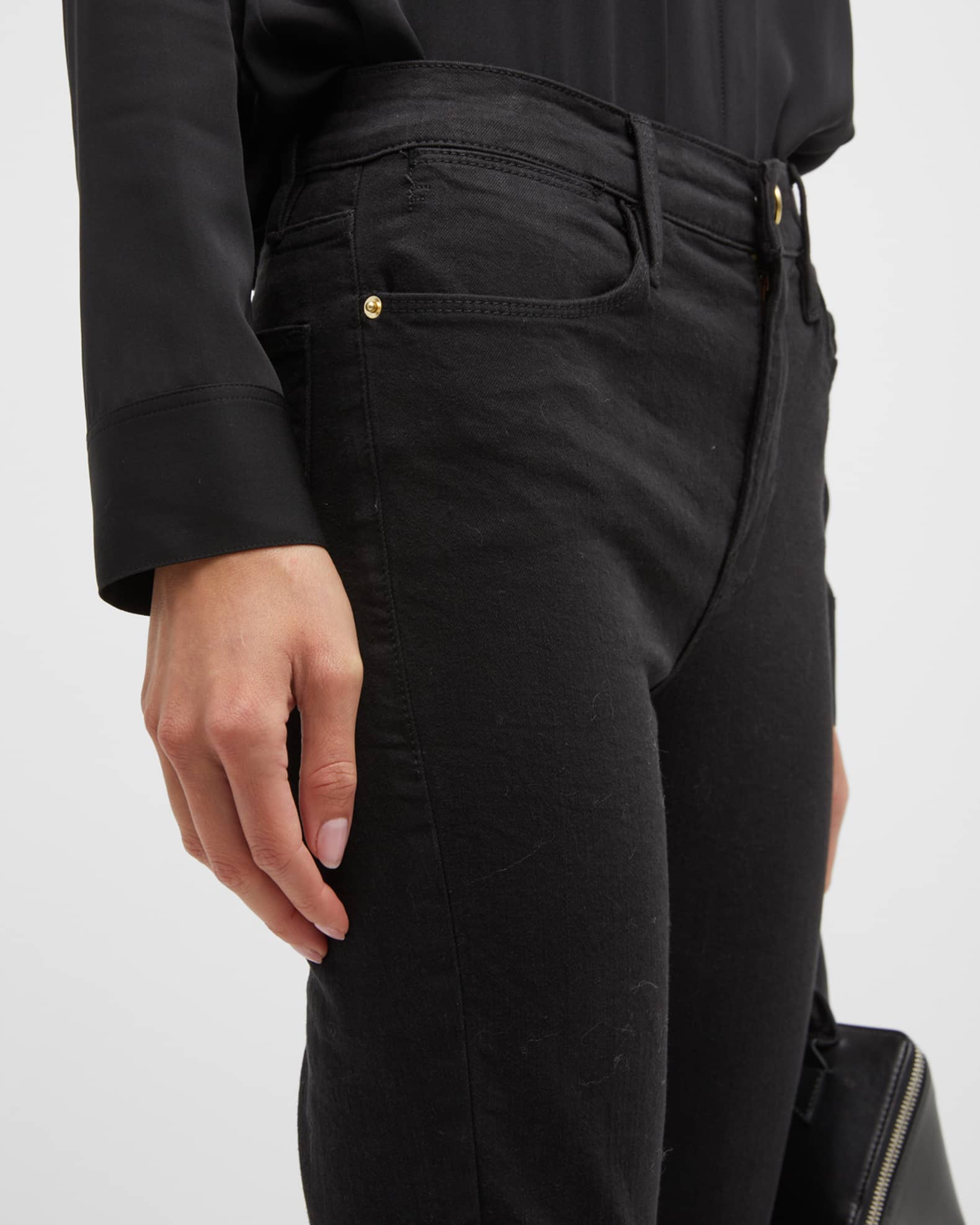【関税込み】FRAME ブラック Le High Skinny ジーンズ Leather Le High Skinny in Washed Black – FRAME