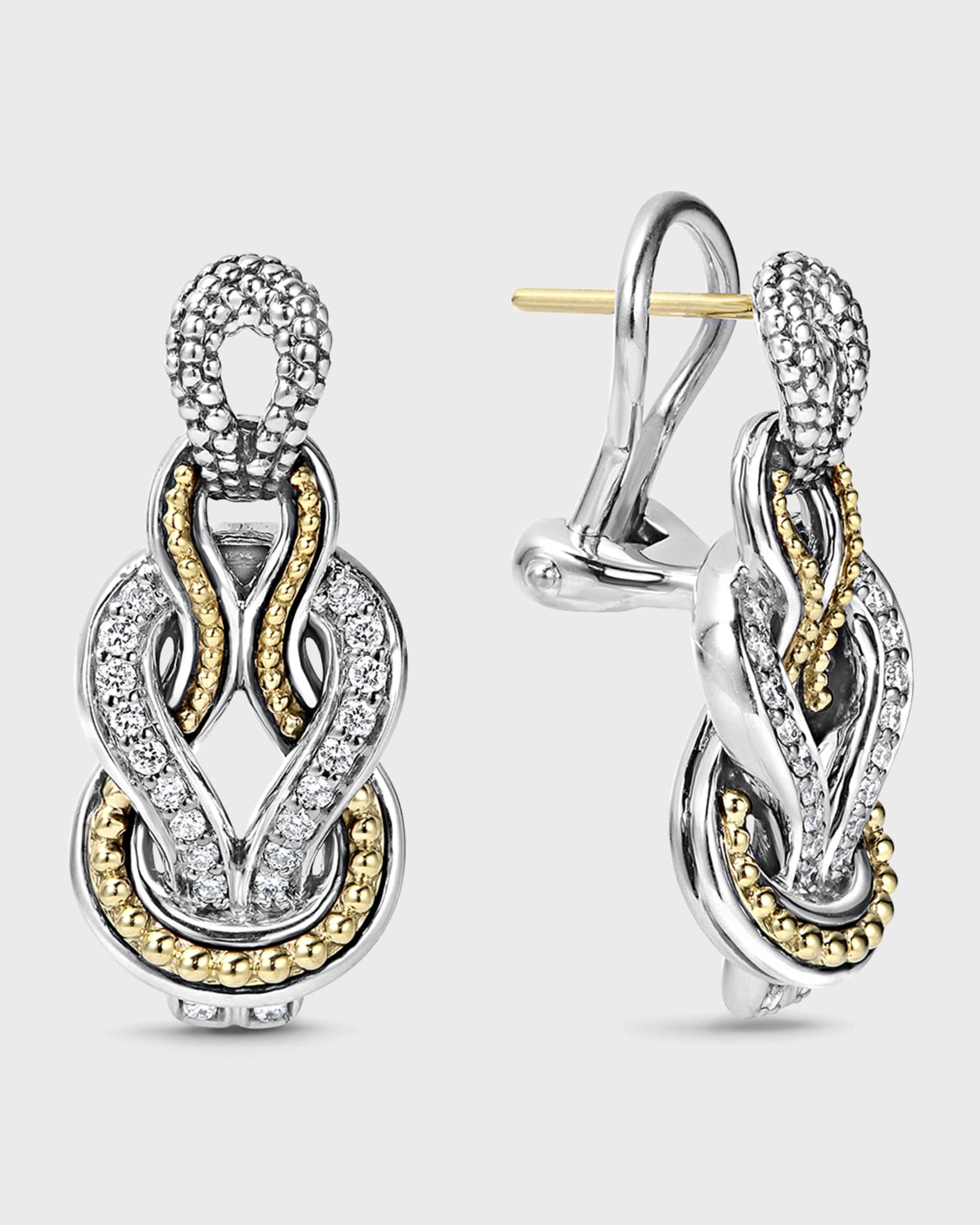 Newport Elongated 18K Gold Diamond Rope Earrings 0